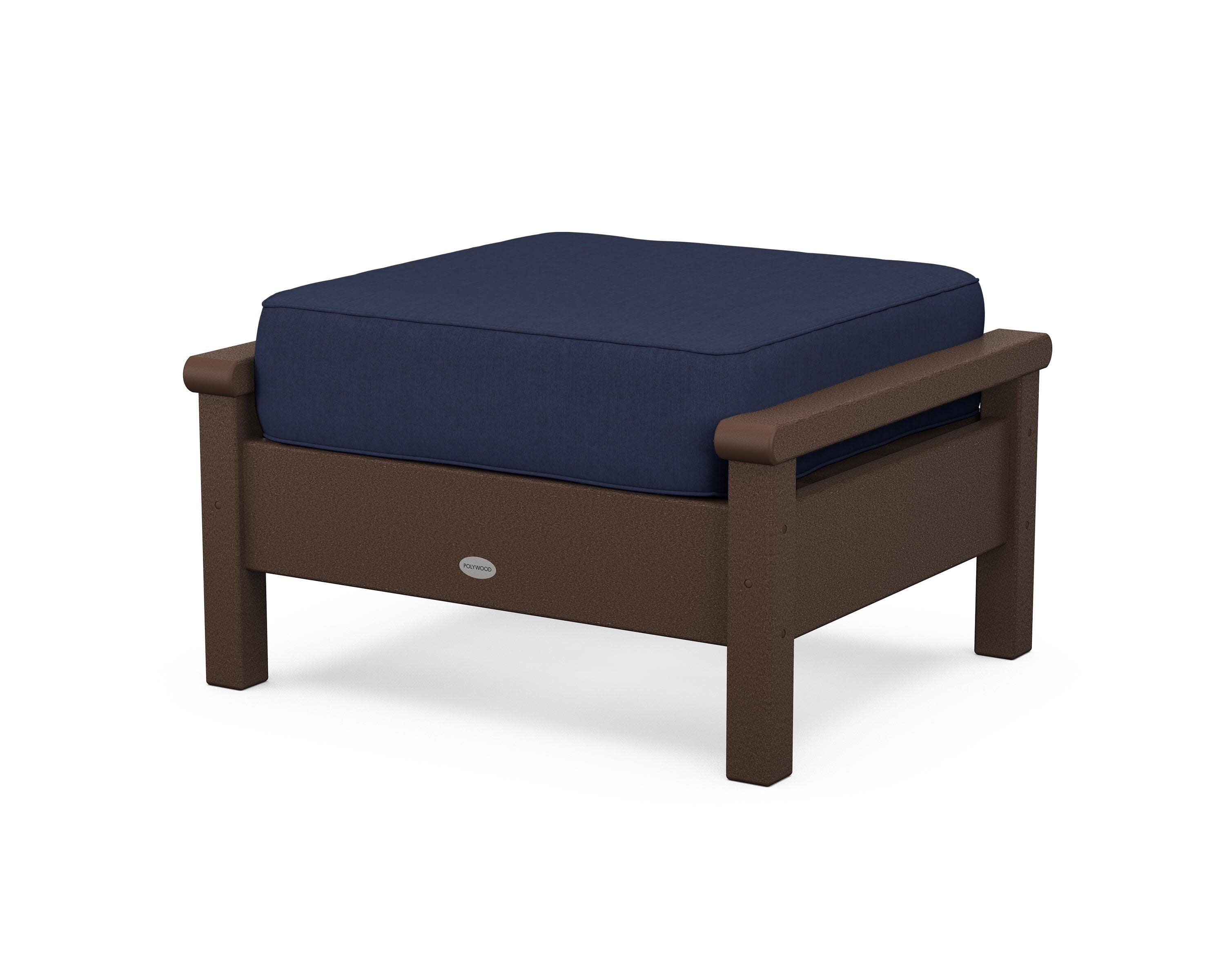 Harbour Deep Seating Ottoman in Mahogany / Spectrum Indigo