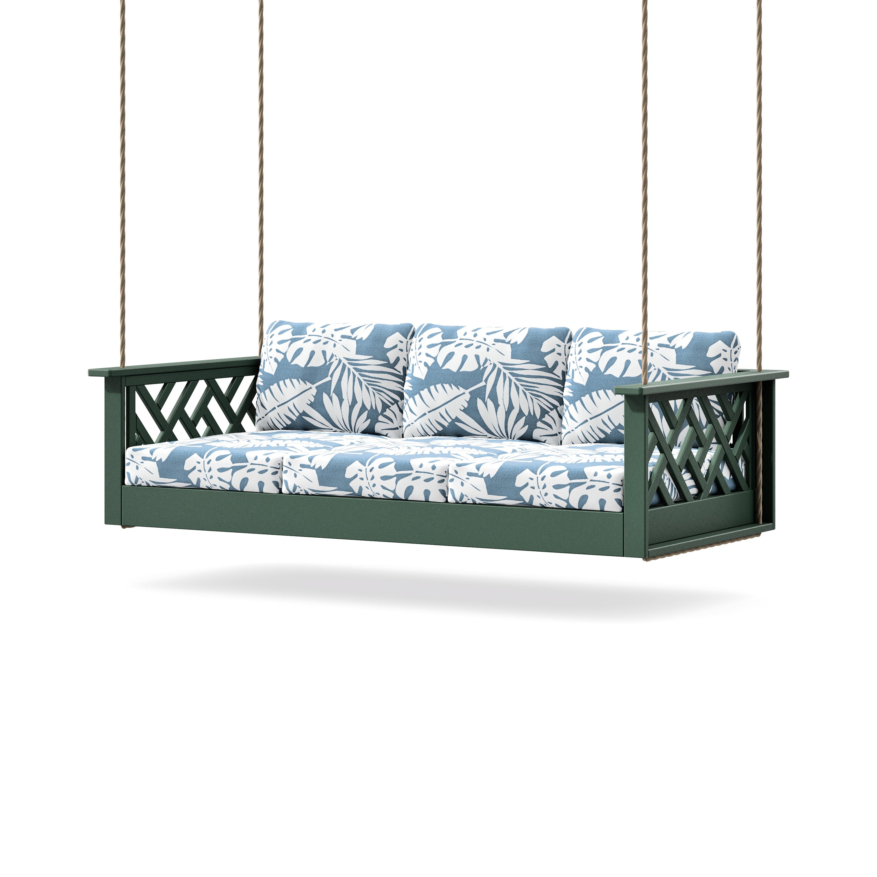 Chippendale Daybed Swing in Green / Leaf Sky Blue