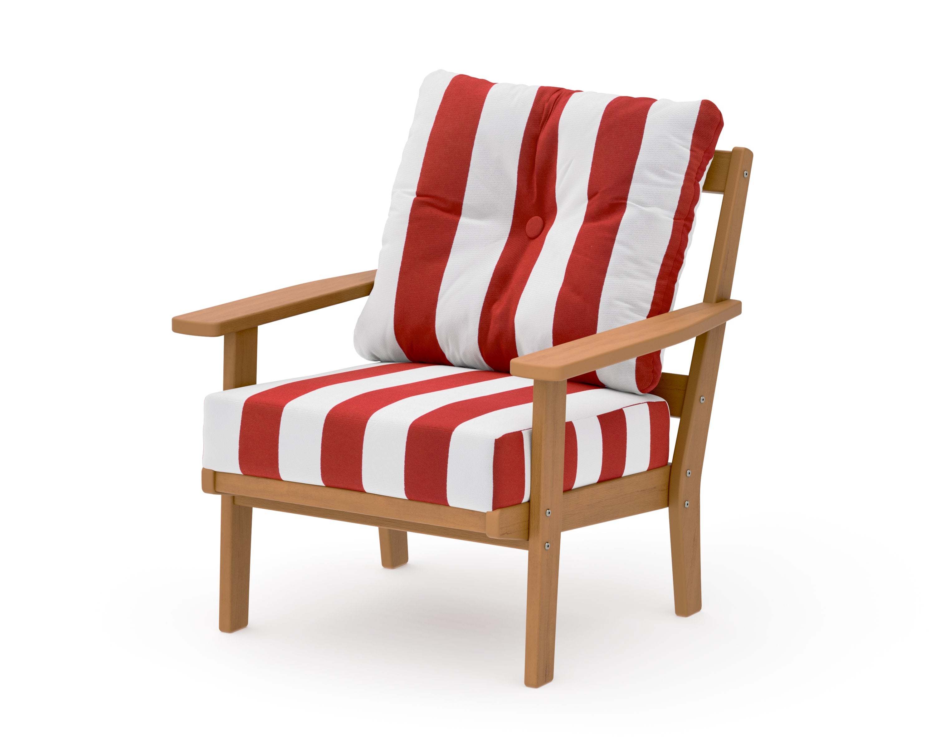 Oxford Deep Seating Chair in Natural / Cabana Stripe Crimson