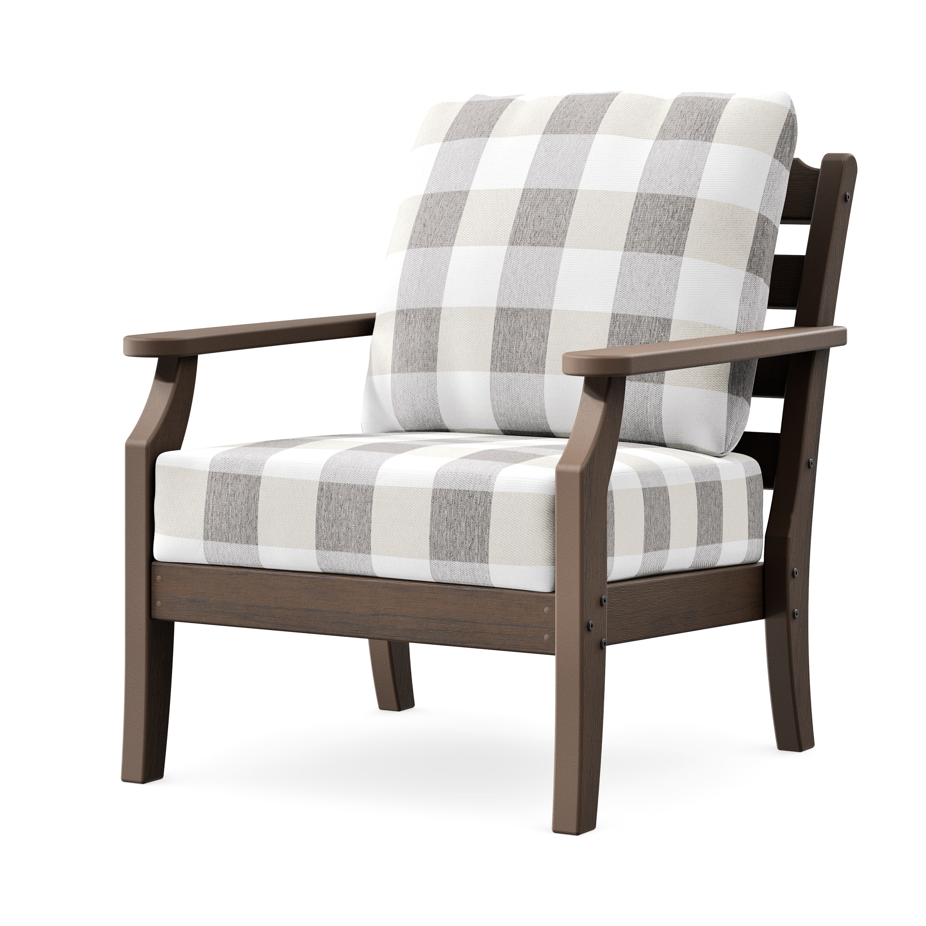 Savannah Deep Seating Chair in Kona / Buffalo Plaid Grey Mist