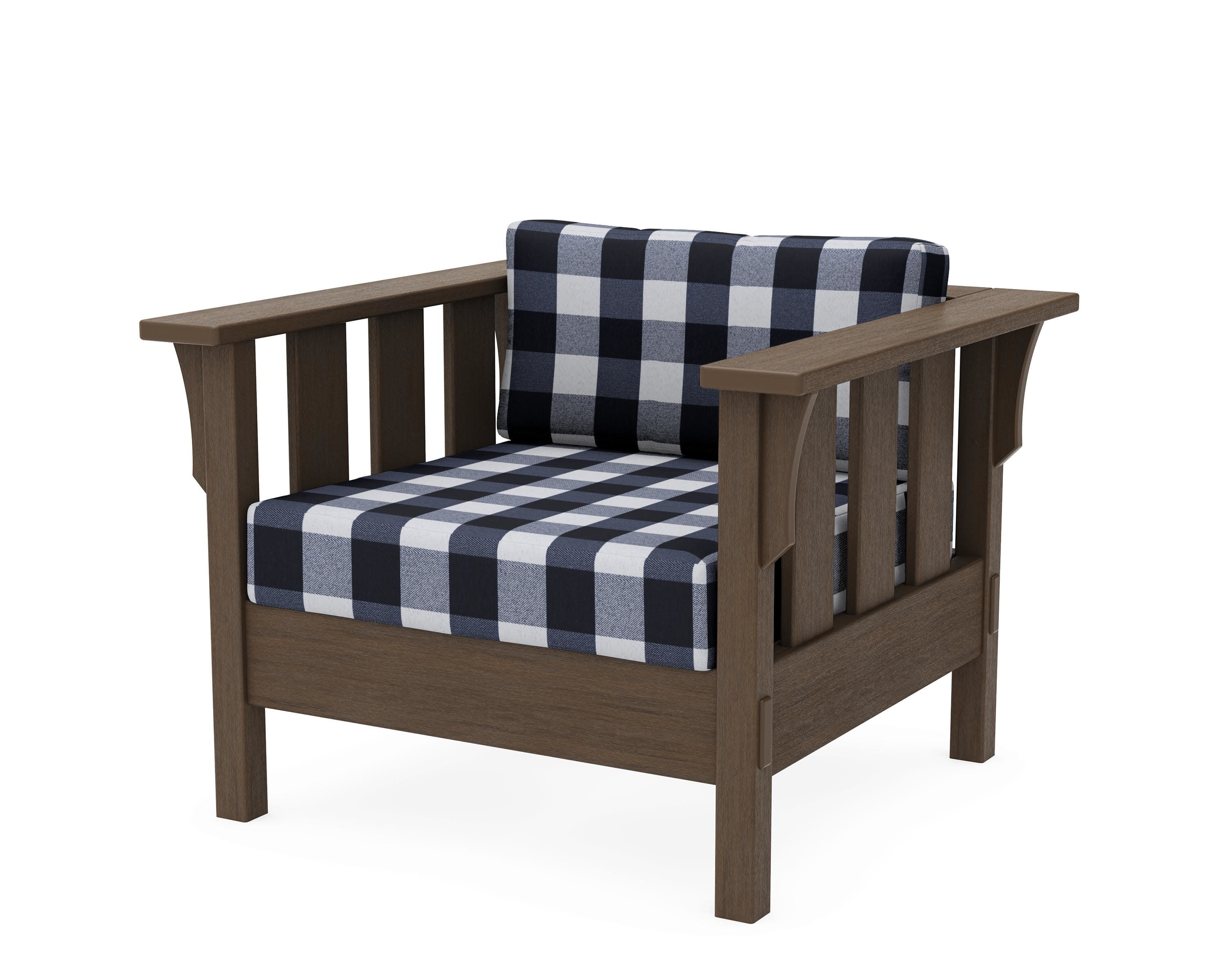 Acadia Deep Seating Chair in Kona / Buffalo Plaid Marine Indigo