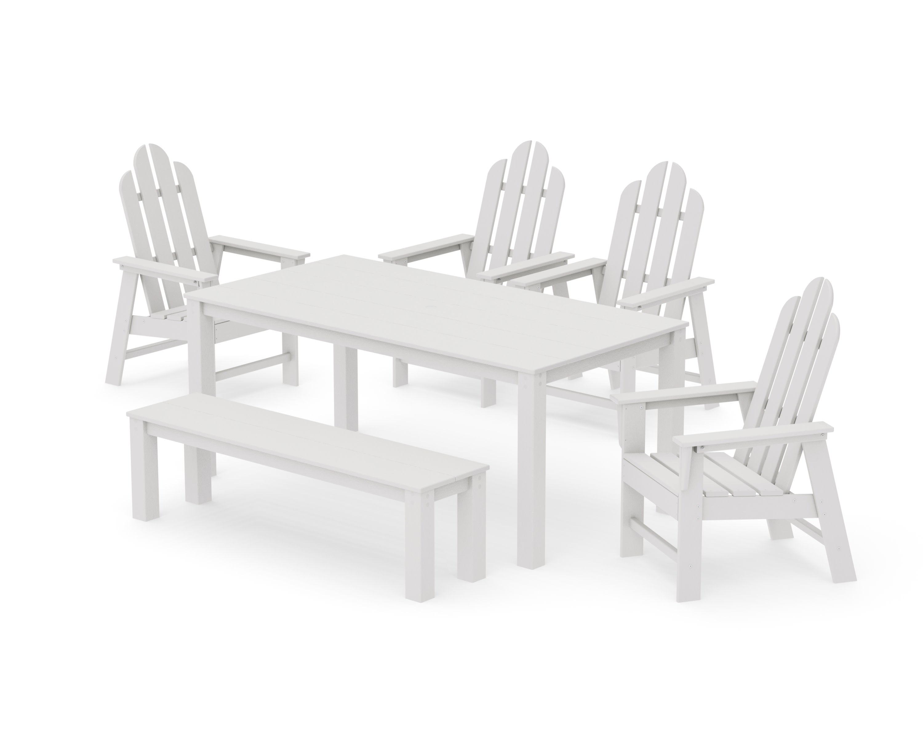 Long Island 6-Piece Parsons Dining Set with Bench in Vintage White
