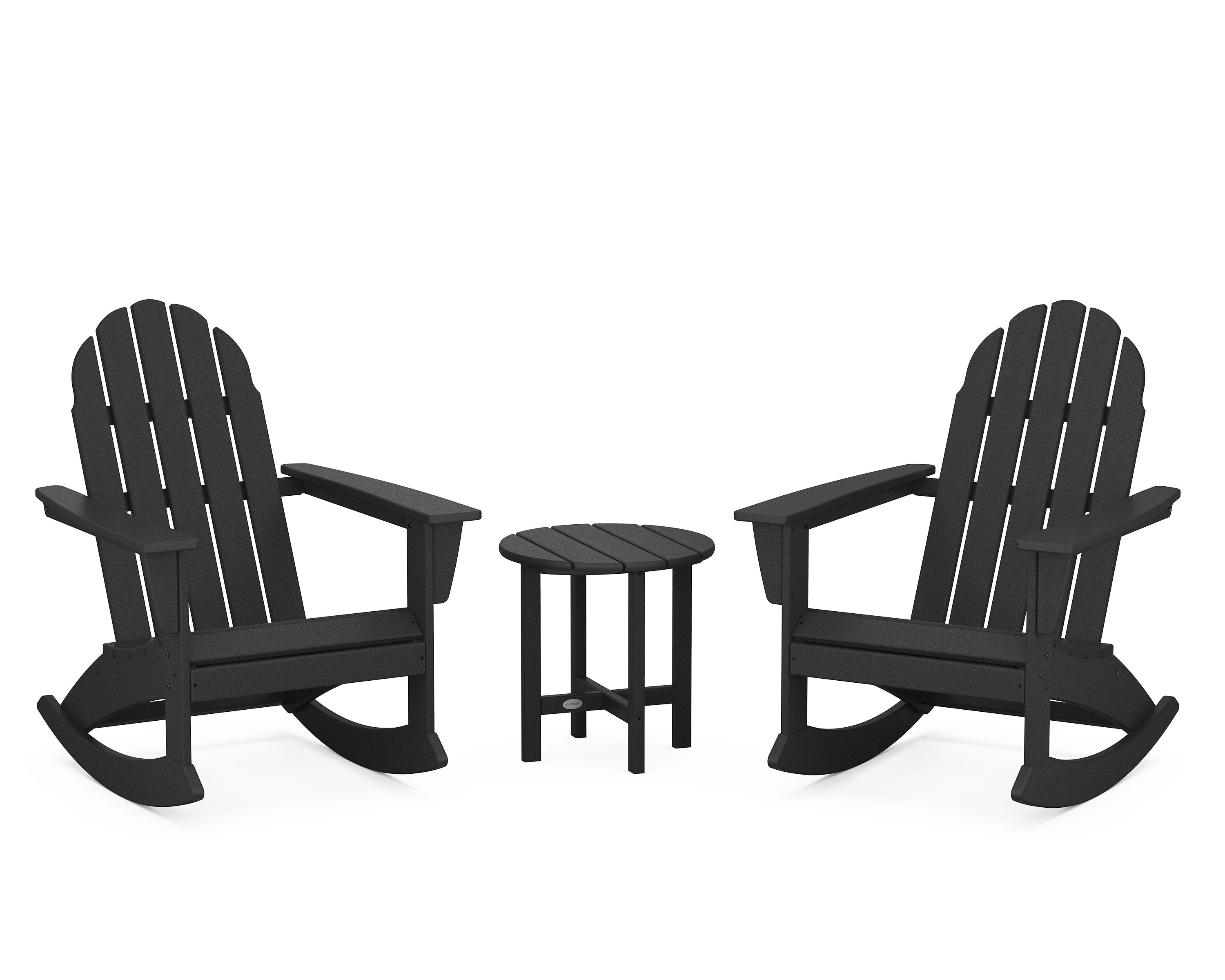 Vineyard 3-Piece Adirondack Rocking Chair Set in Black