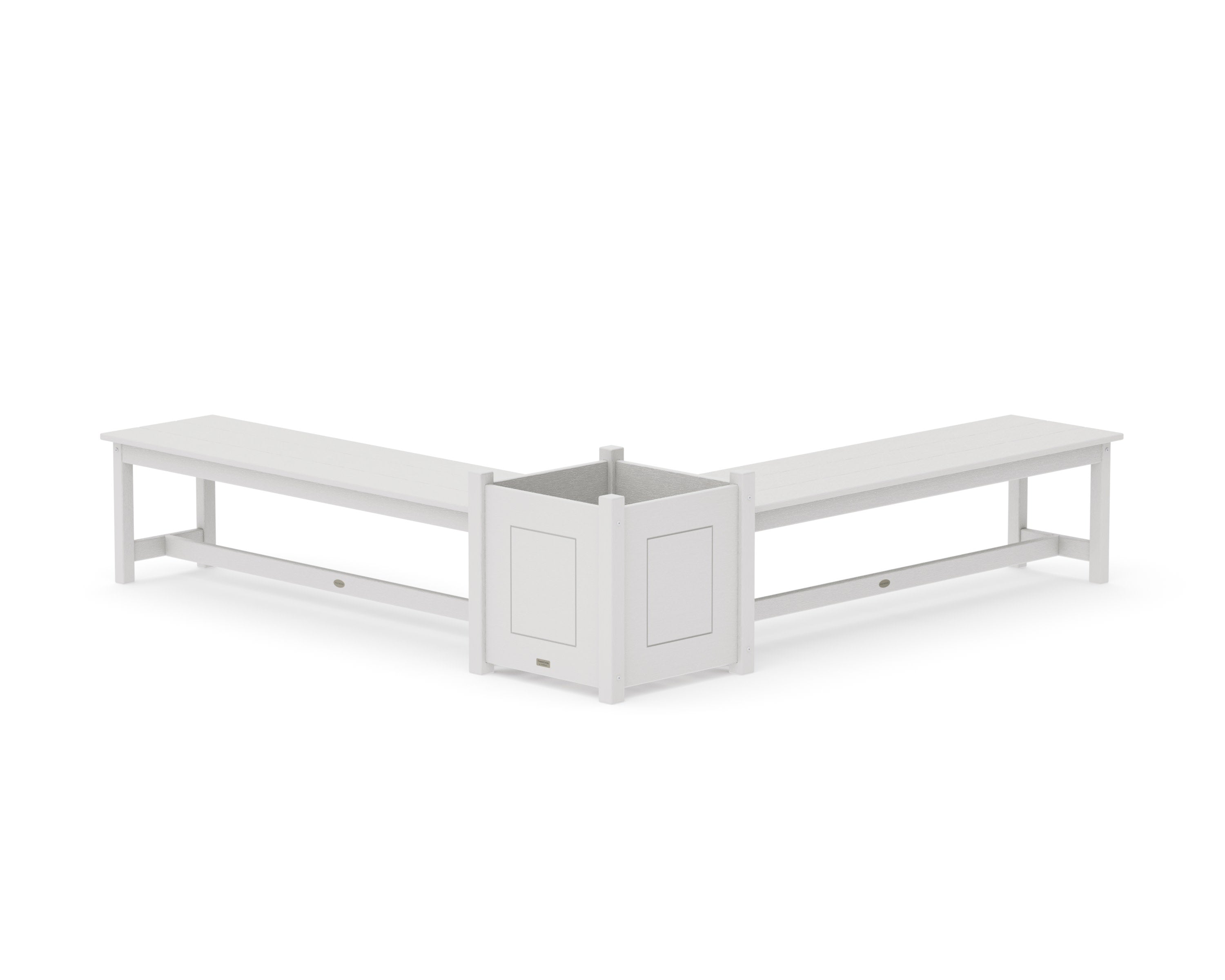 60" Country Living L- Shaped Planter Bench Set- Large in Vintage White