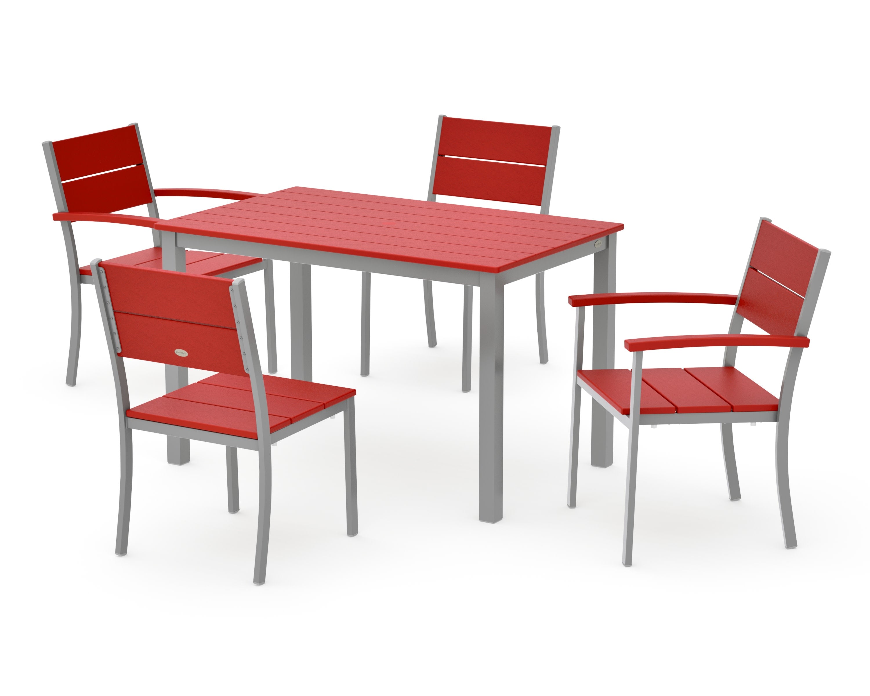 Main Street 5-Piece Dining Set in Silver / Sunset Red