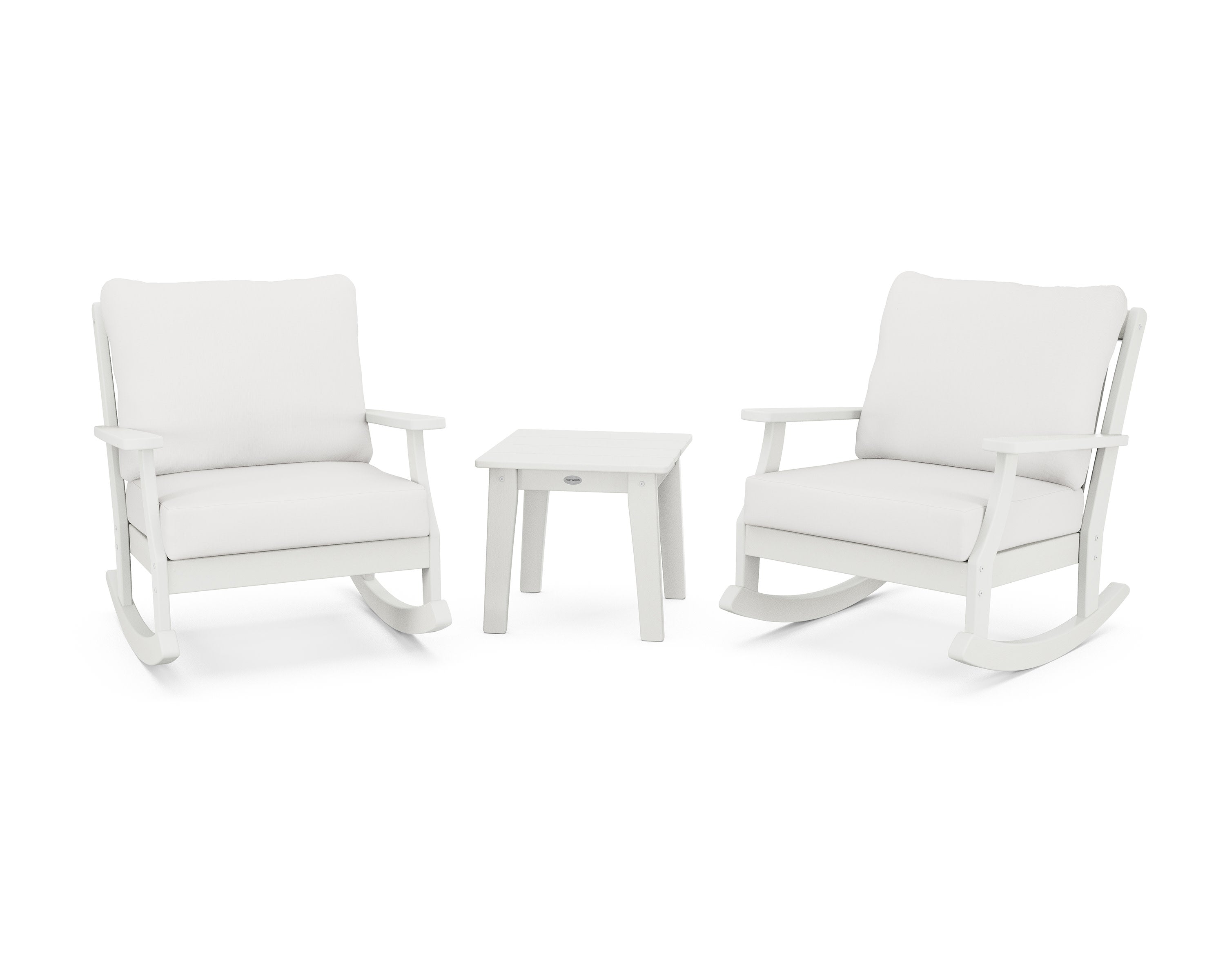 Braxton 3-Piece Deep Seating Rocker Set in Vintage White / Natural Linen