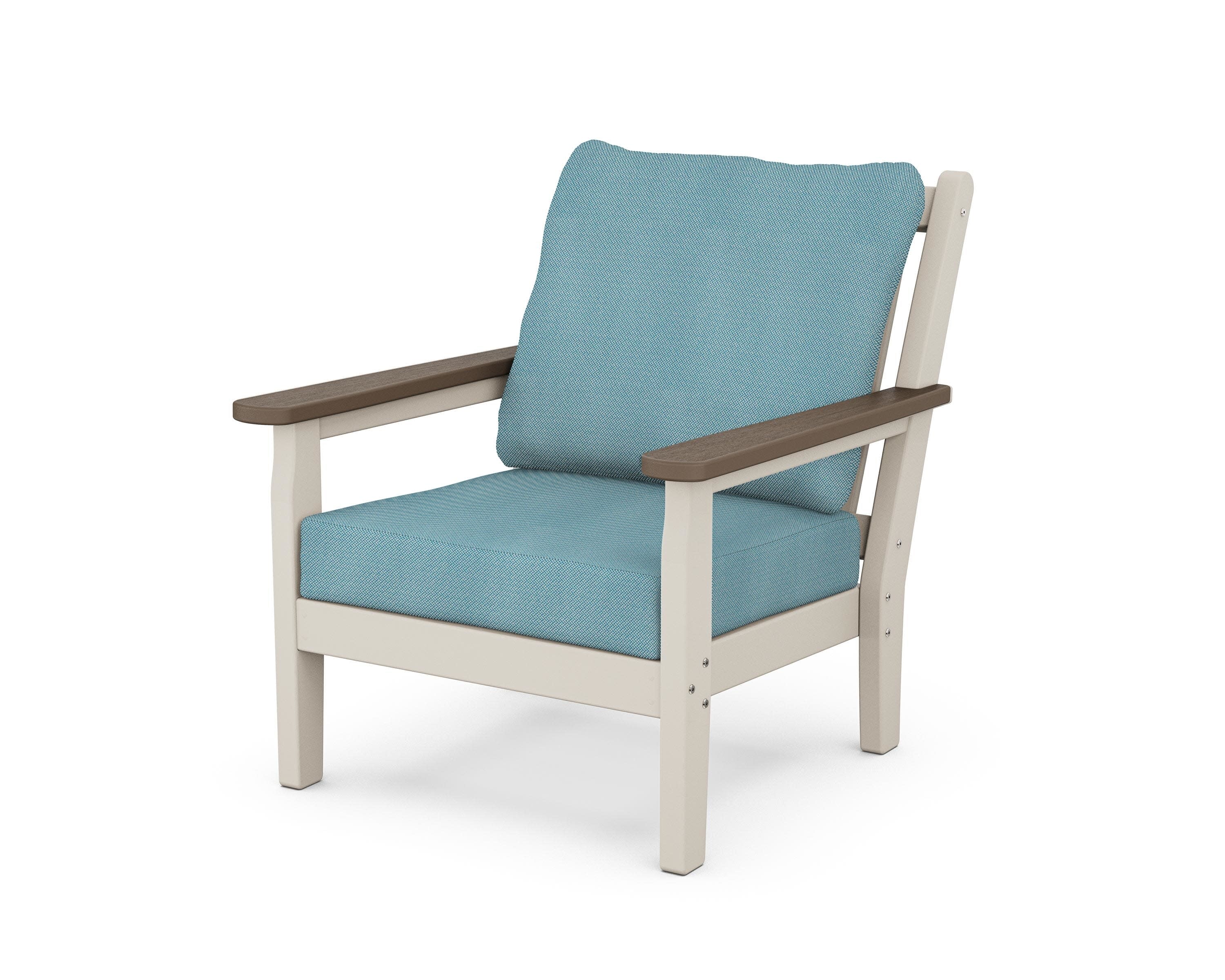 Chippendale Deep Seating Chair in Sand / Kona / Lattice Sky Blue
