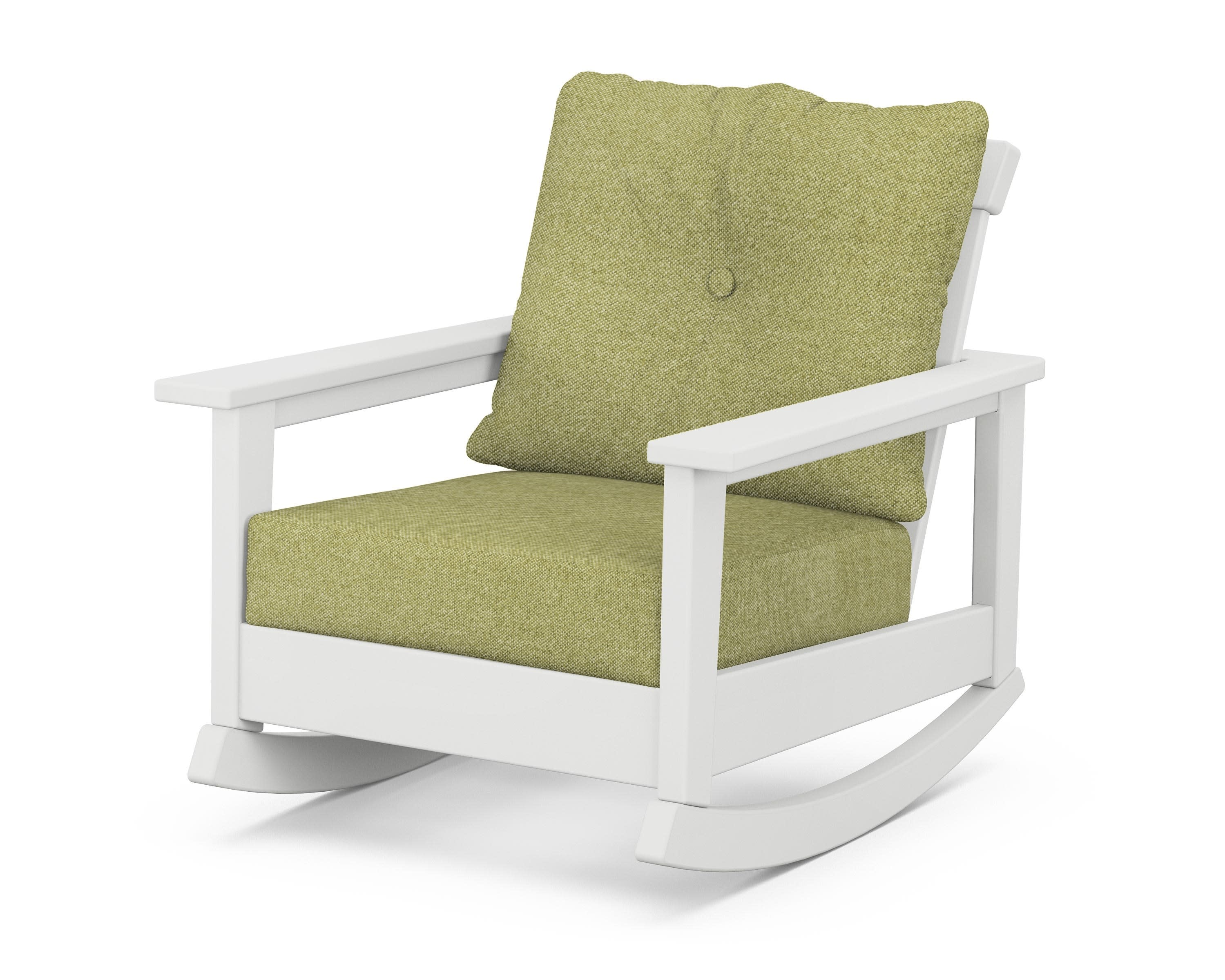 Prescott Deep Seating Rocking Chair in White / Chartreuse Boucle