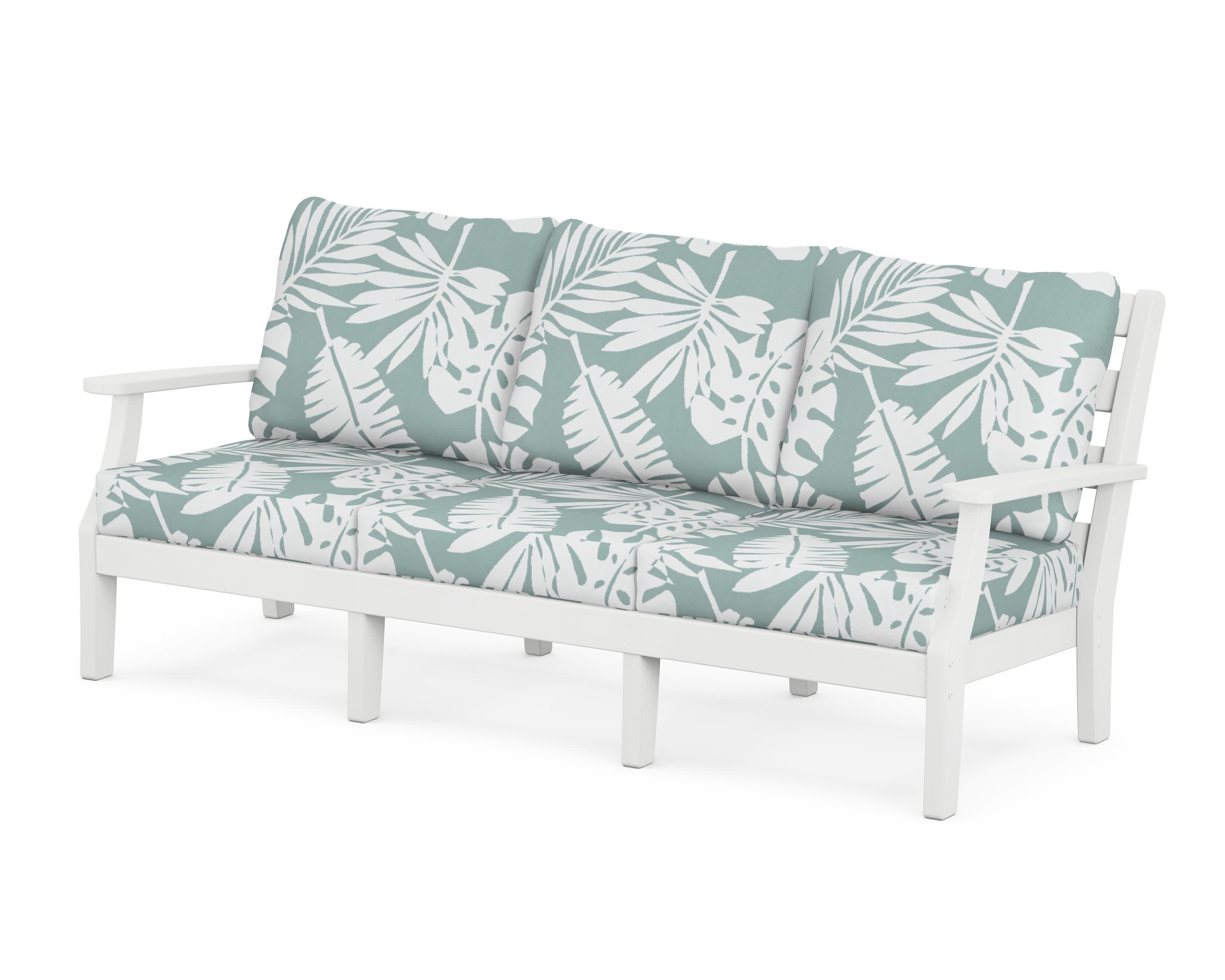 Chesapeake Deep Seating Sofa in White / Leaf Glacier Spa