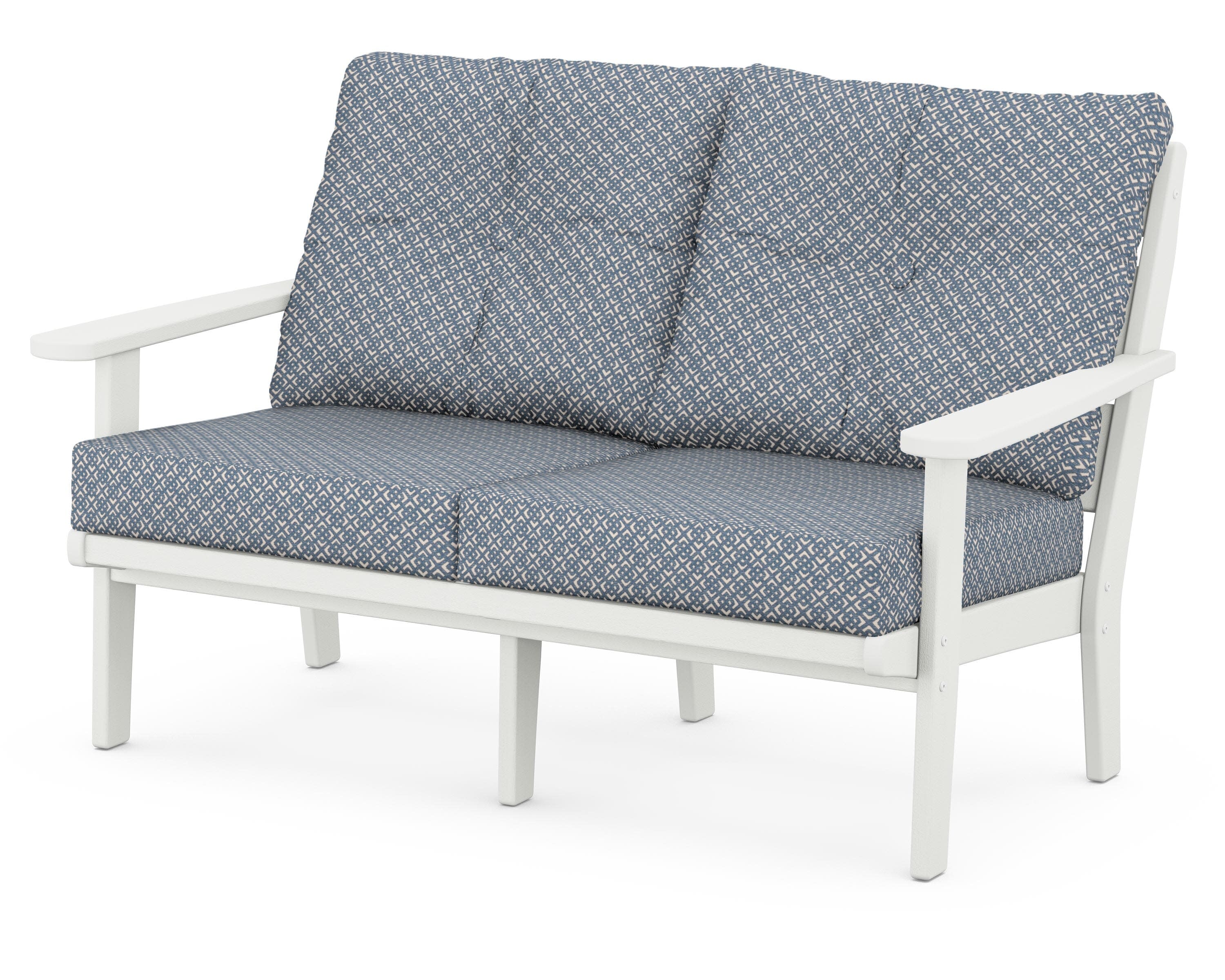Lakeside Deep Seating Loveseat in Vintage White / Hopscotch