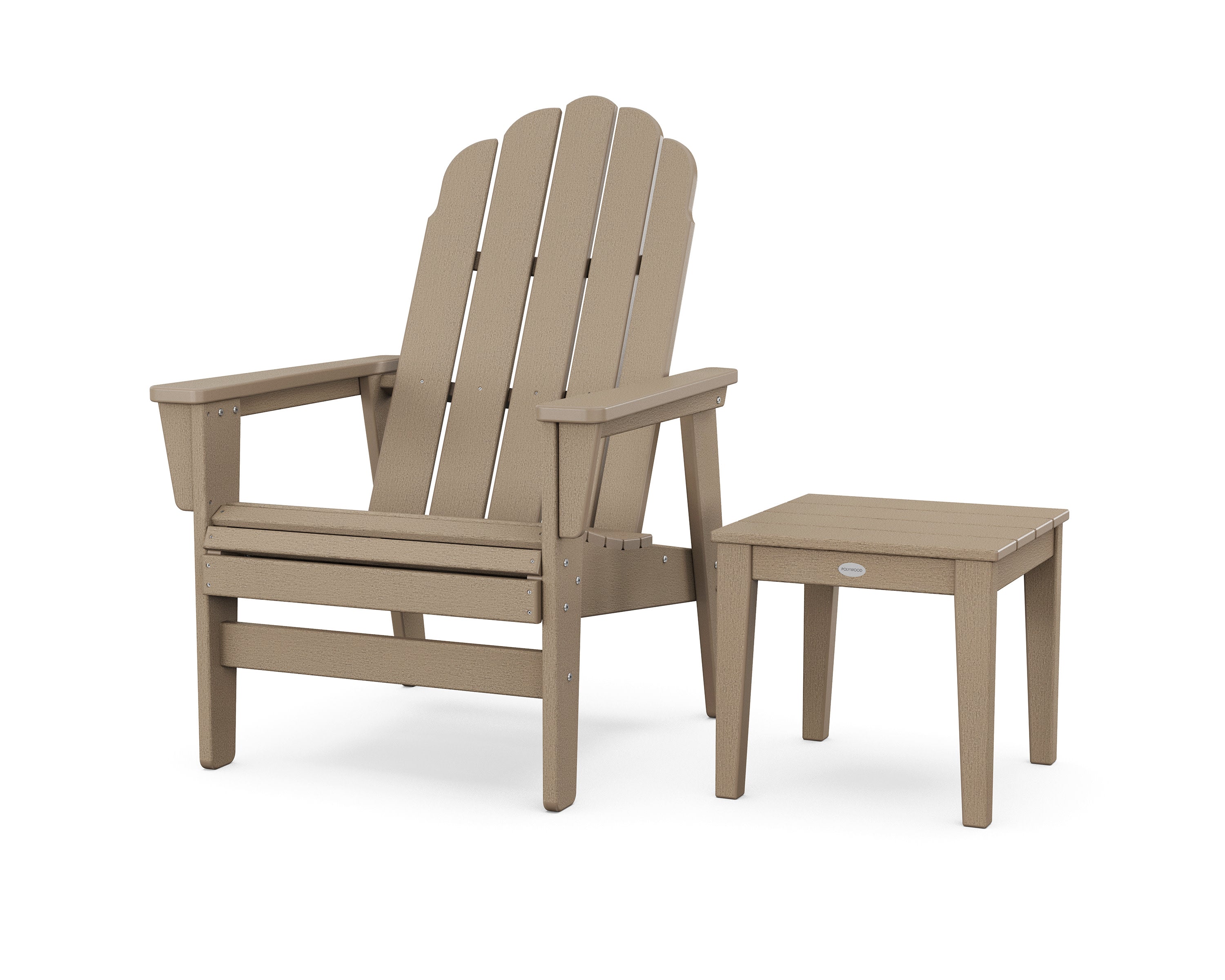 Vineyard Grand Upright Adirondack Chair with Side Table in Vintage Sahara