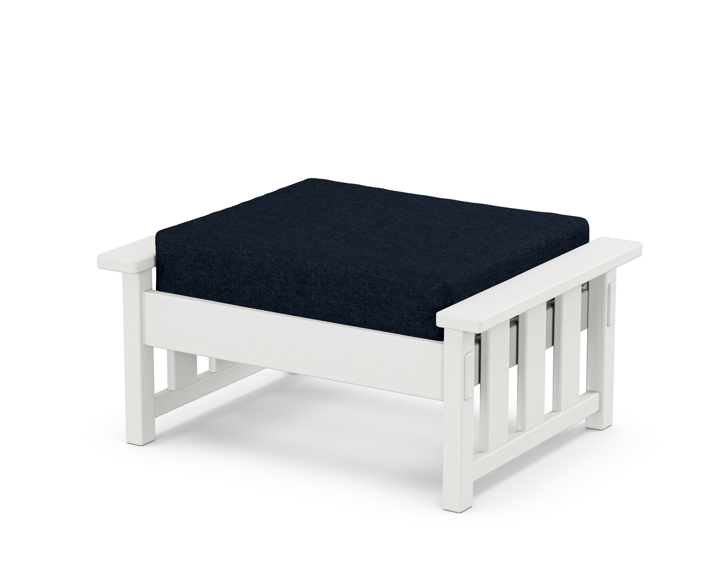 Acadia Deep Seating Ottoman in White / Marine Indigo