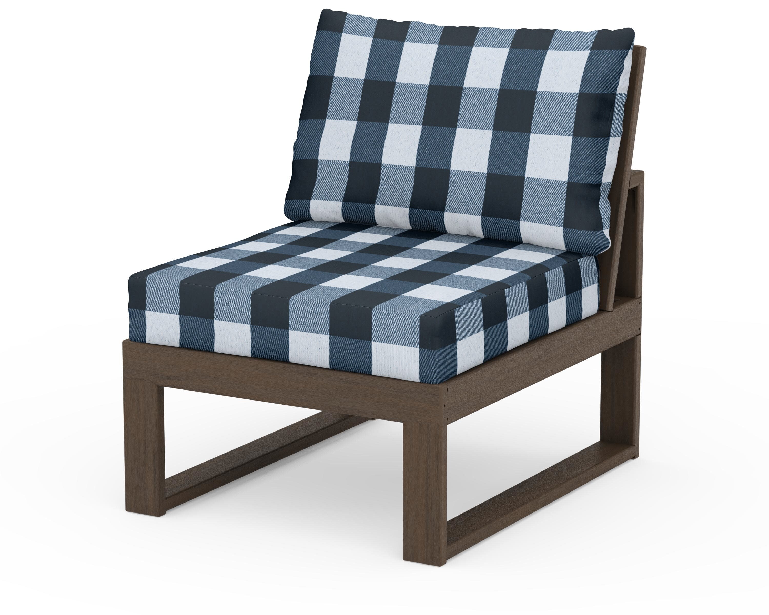 Modular Armless Chair in Kona / Buffalo Plaid Marine Indigo