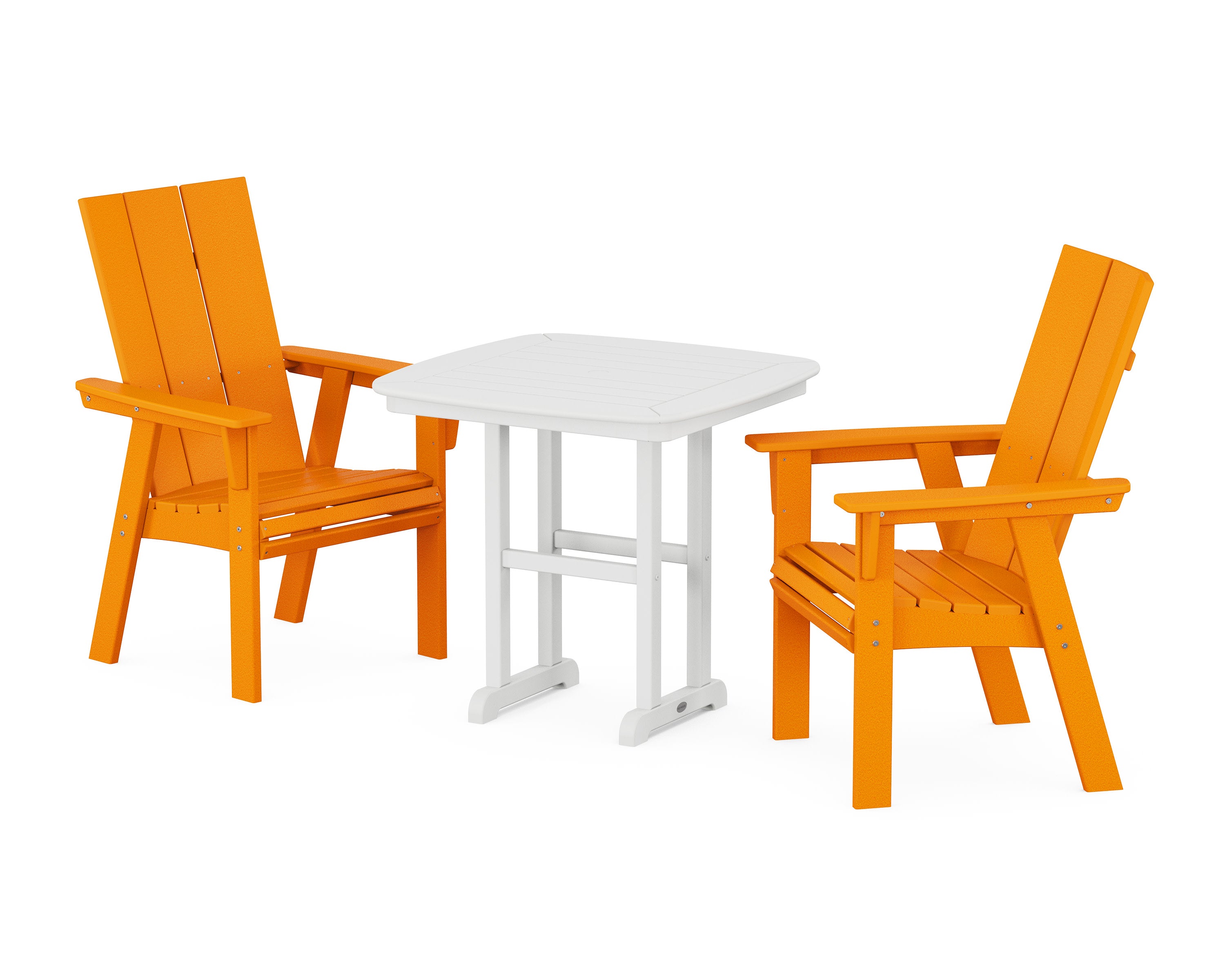 Modern Adirondack 3-Piece Dining Set in Tangerine / White