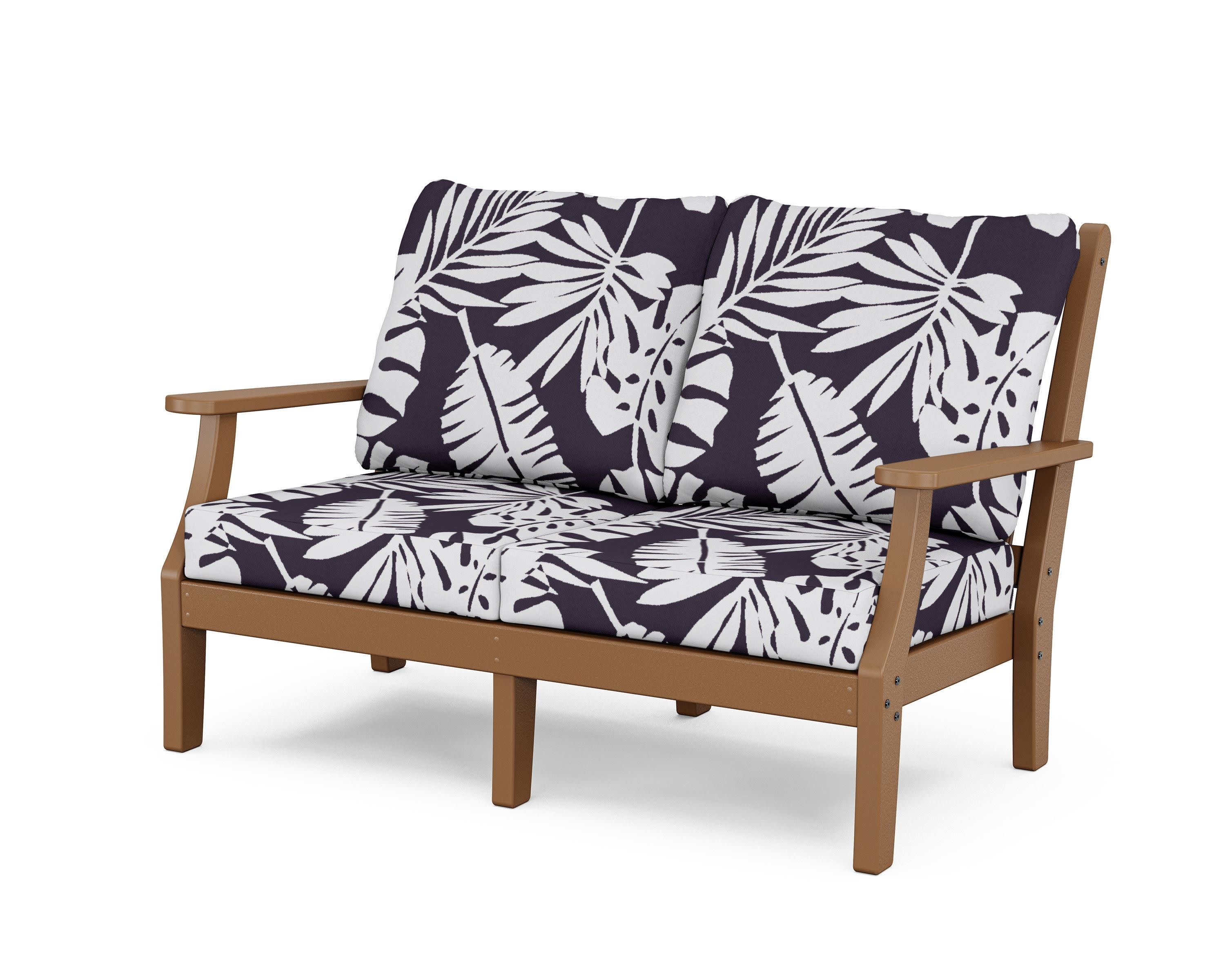 Wovendale Deep Seating Loveseat in Teak / Leaf Navy