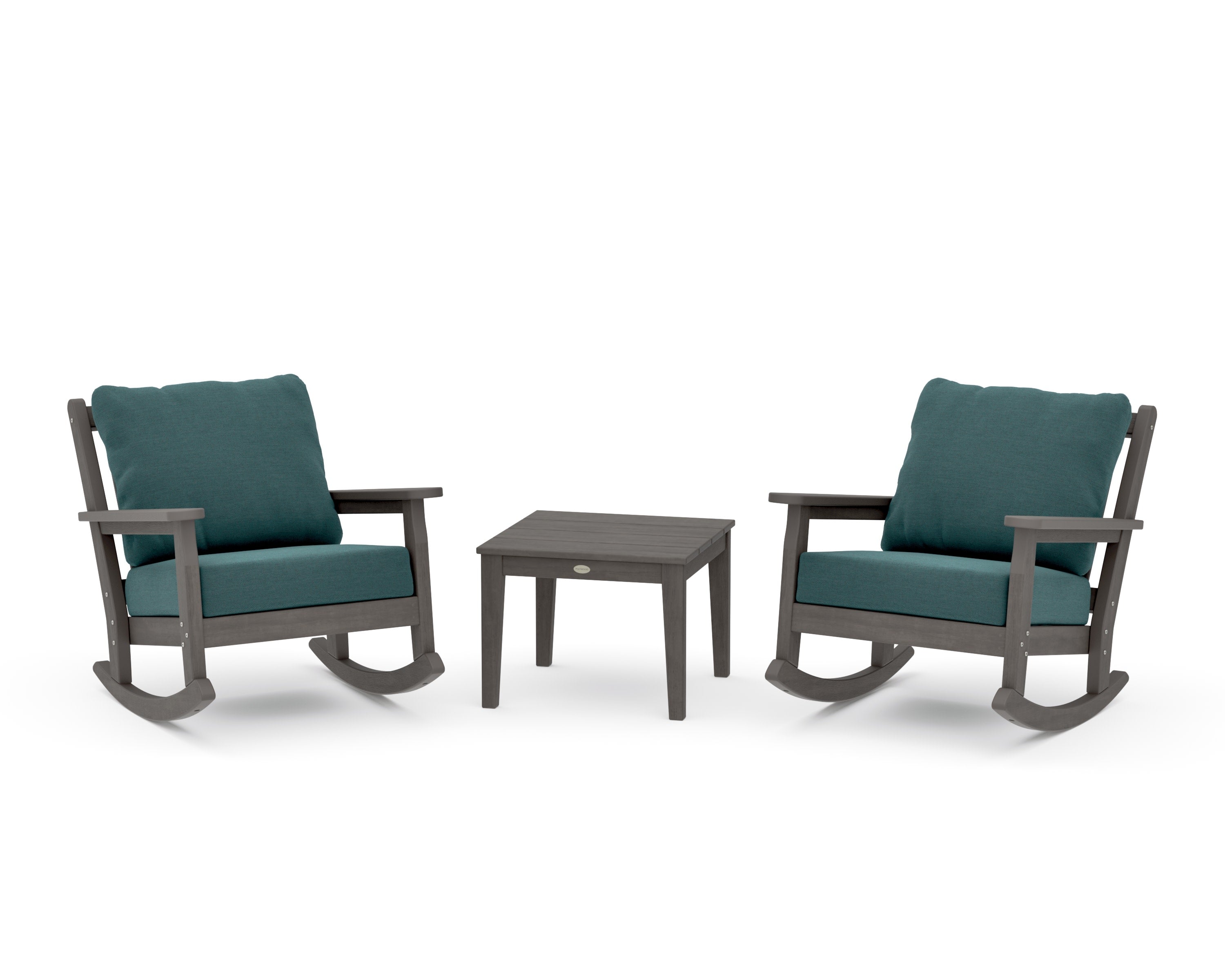 Chippendale 3-Piece Deep Seating Rocker Set in Driftwood / Ocean Teal