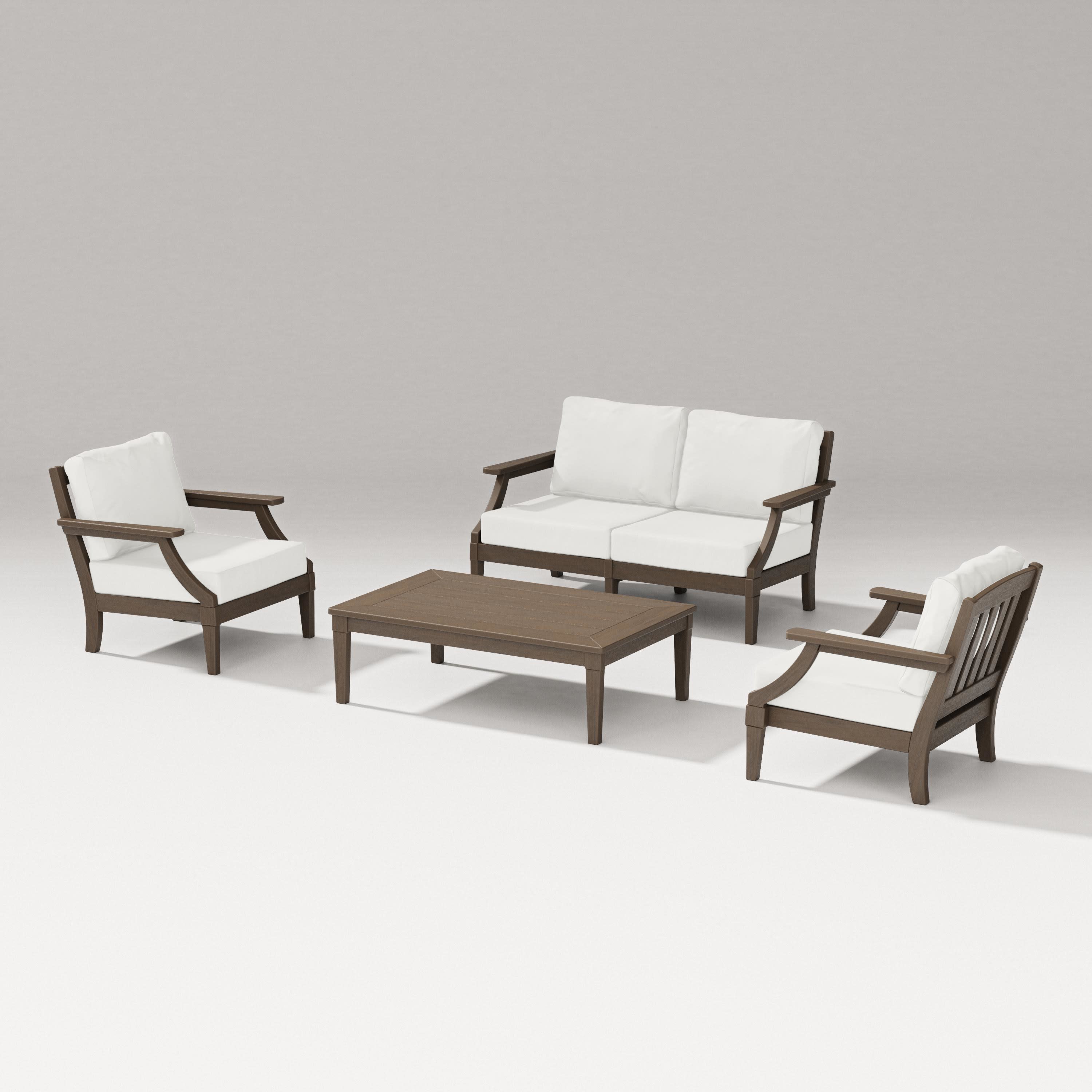 Estate Lounge 4-Piece Loveseat Set in Kona / Natural Linen