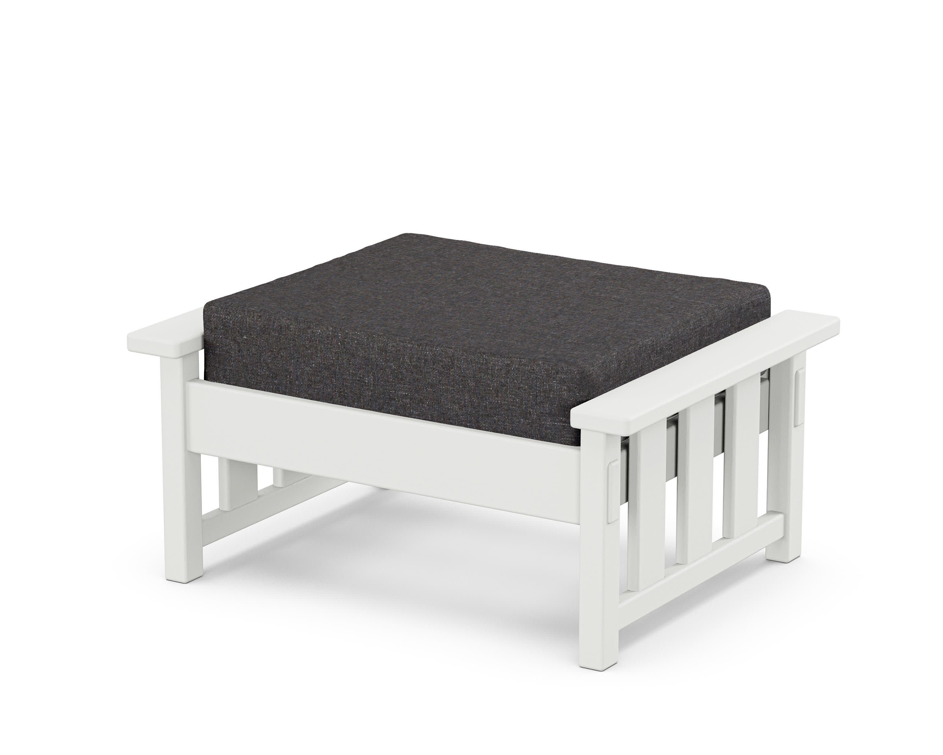 Acadia Deep Seating Ottoman in White / Ash Charcoal