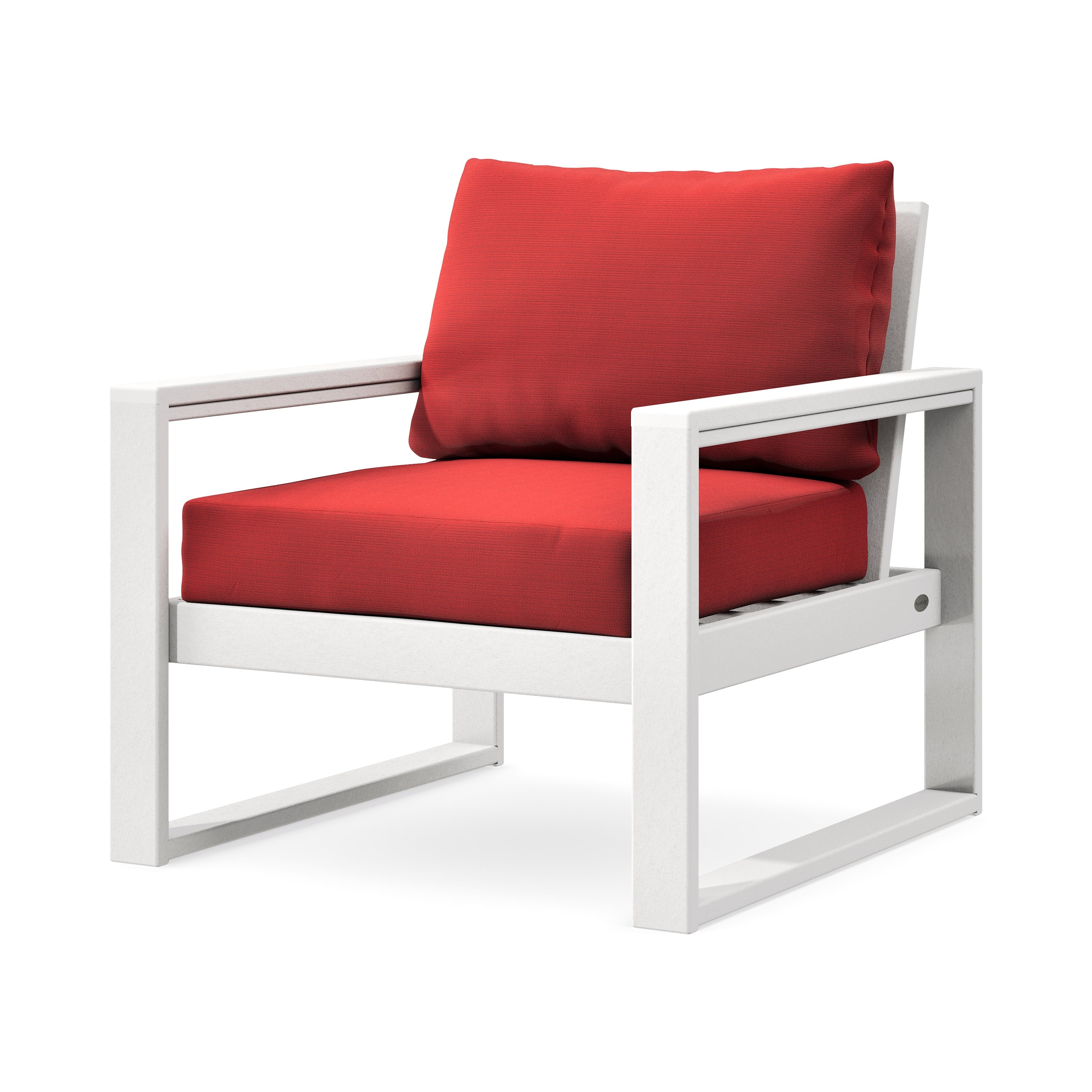 EDGE Club Chair in White / Crimson Linen