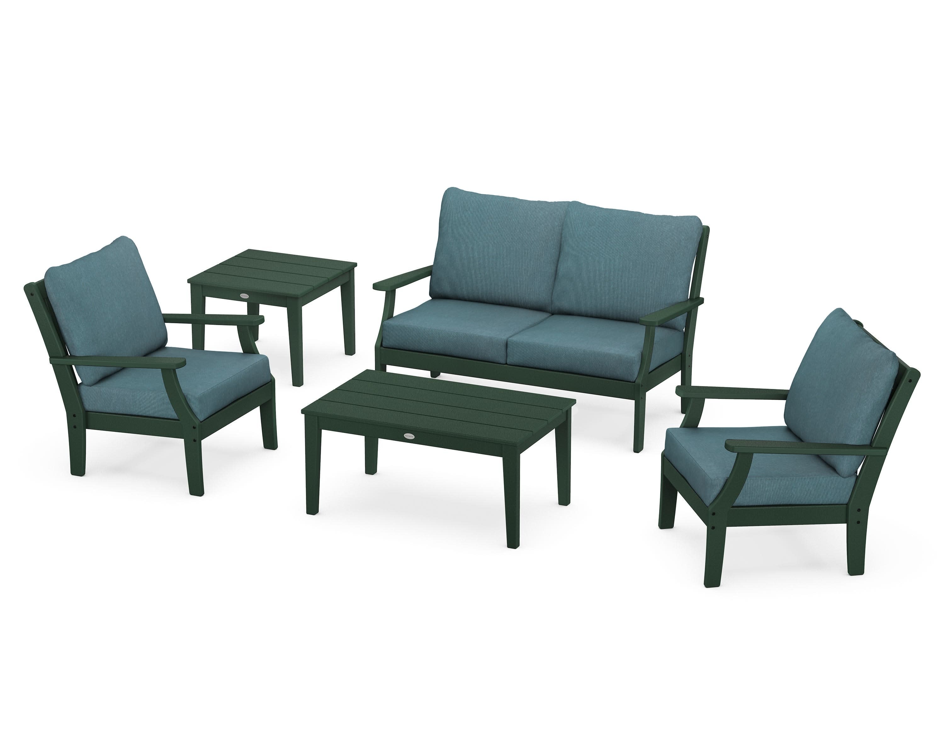 Braxton 5-Piece Deep Seating Set in Green / Ocean Teal