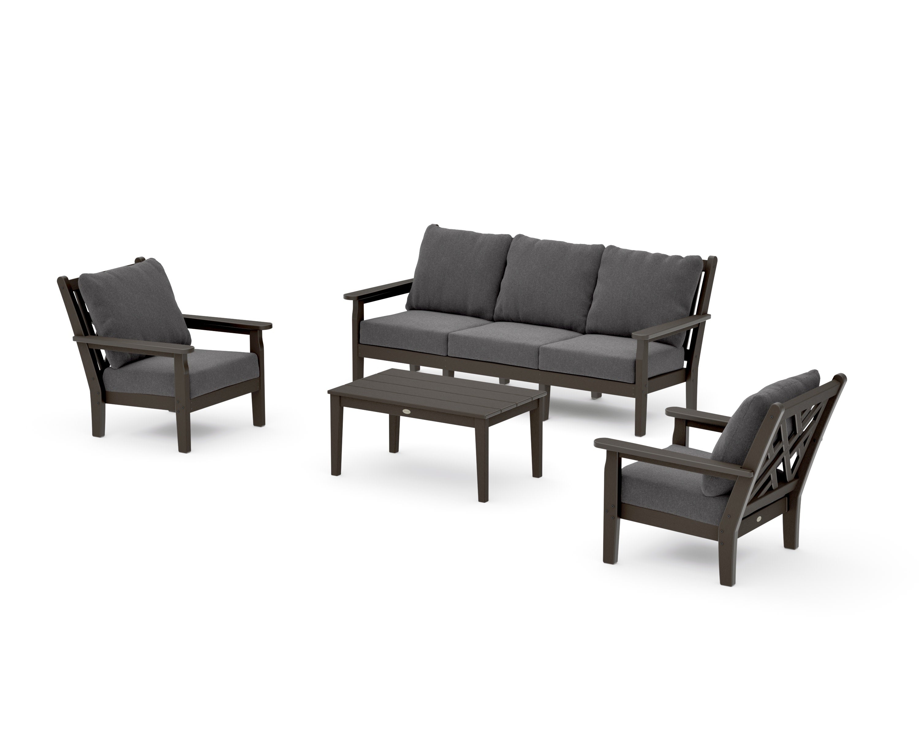 Chippendale 4-Piece Deep Seating Set with Sofa in Vintage Coffee / Ash Charcoal