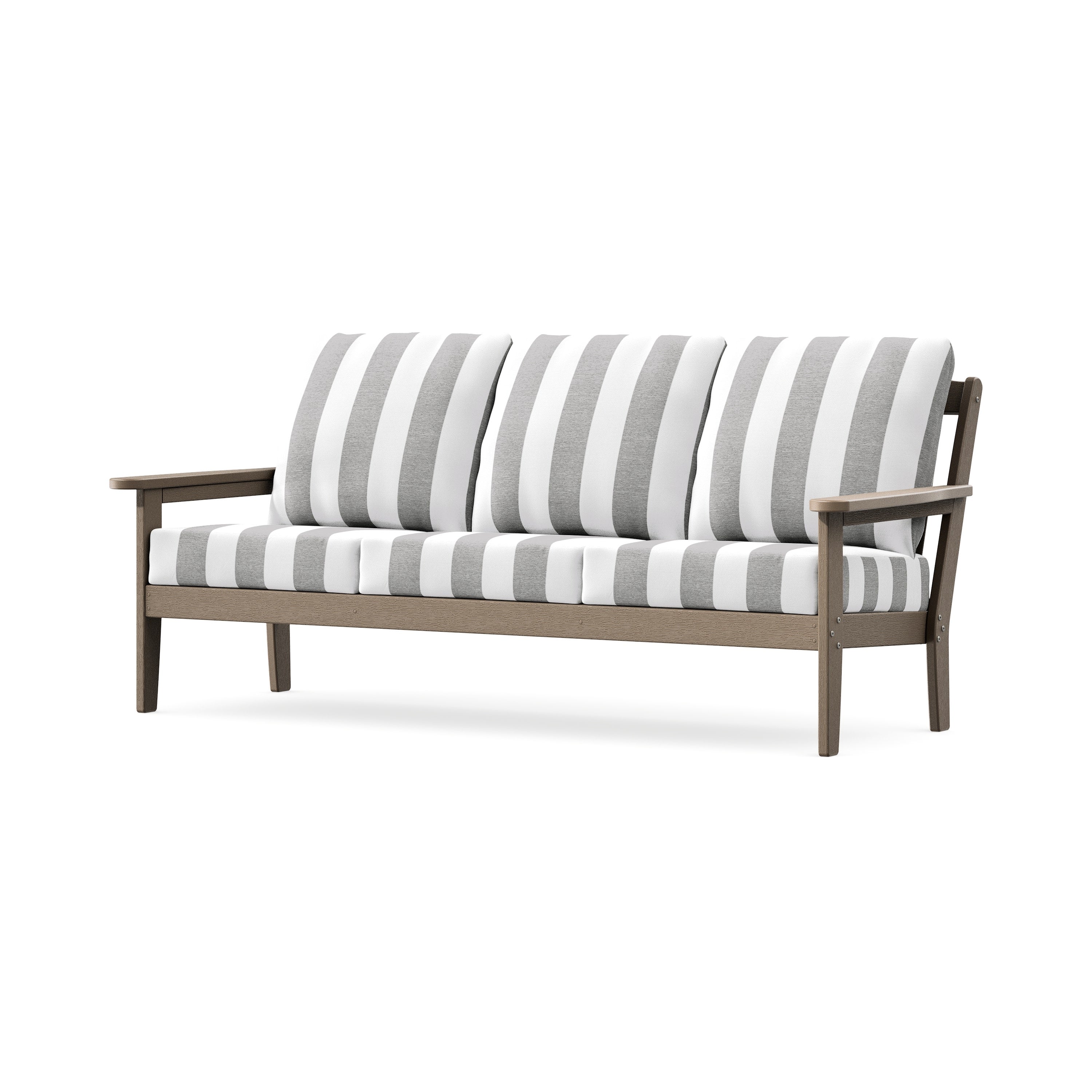 Cottage Deep Seating Sofa in Vintage Sahara / Cabana Stripe Grey Mist