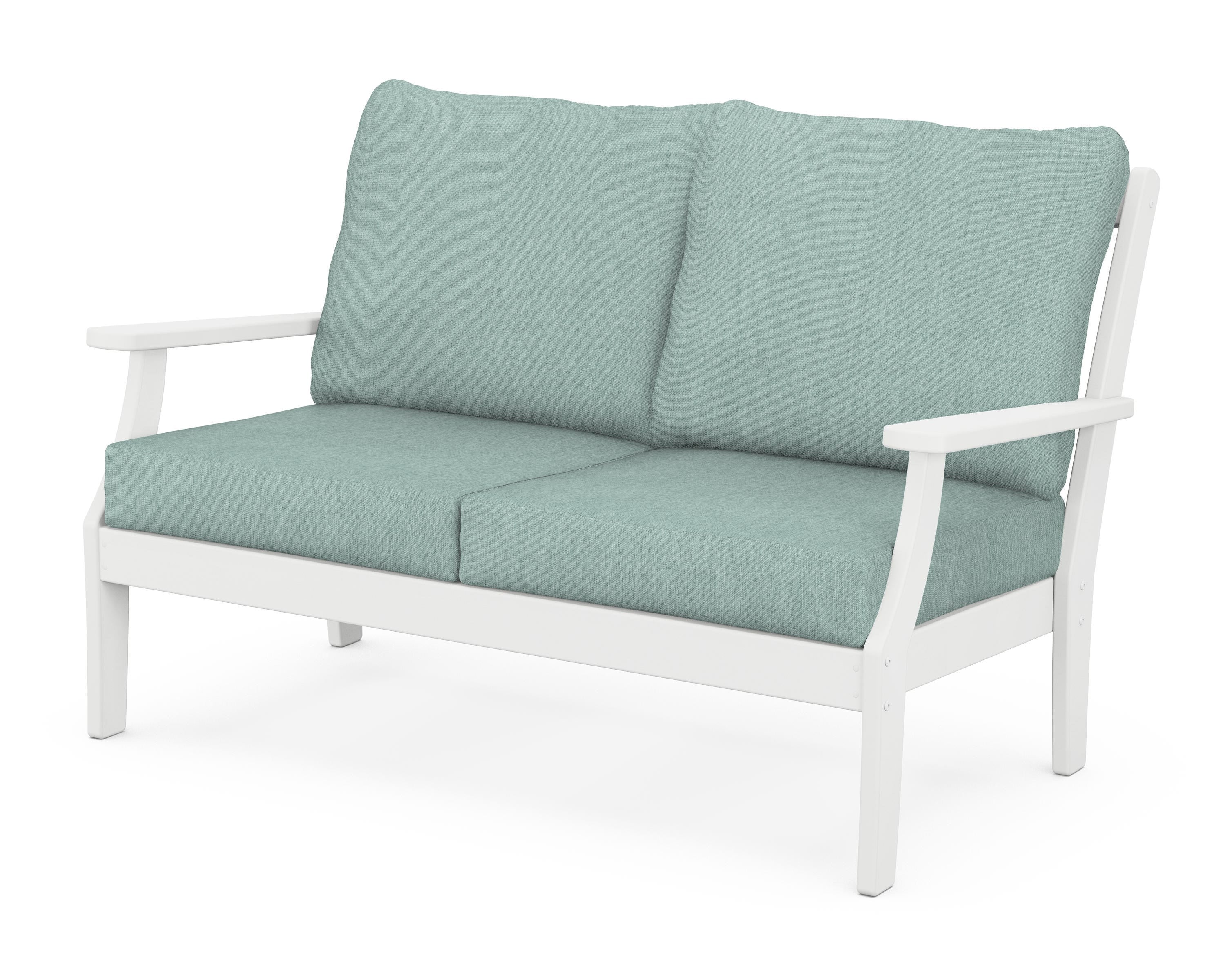 Braxton Deep Seating Loveseat in White / Glacier Spa