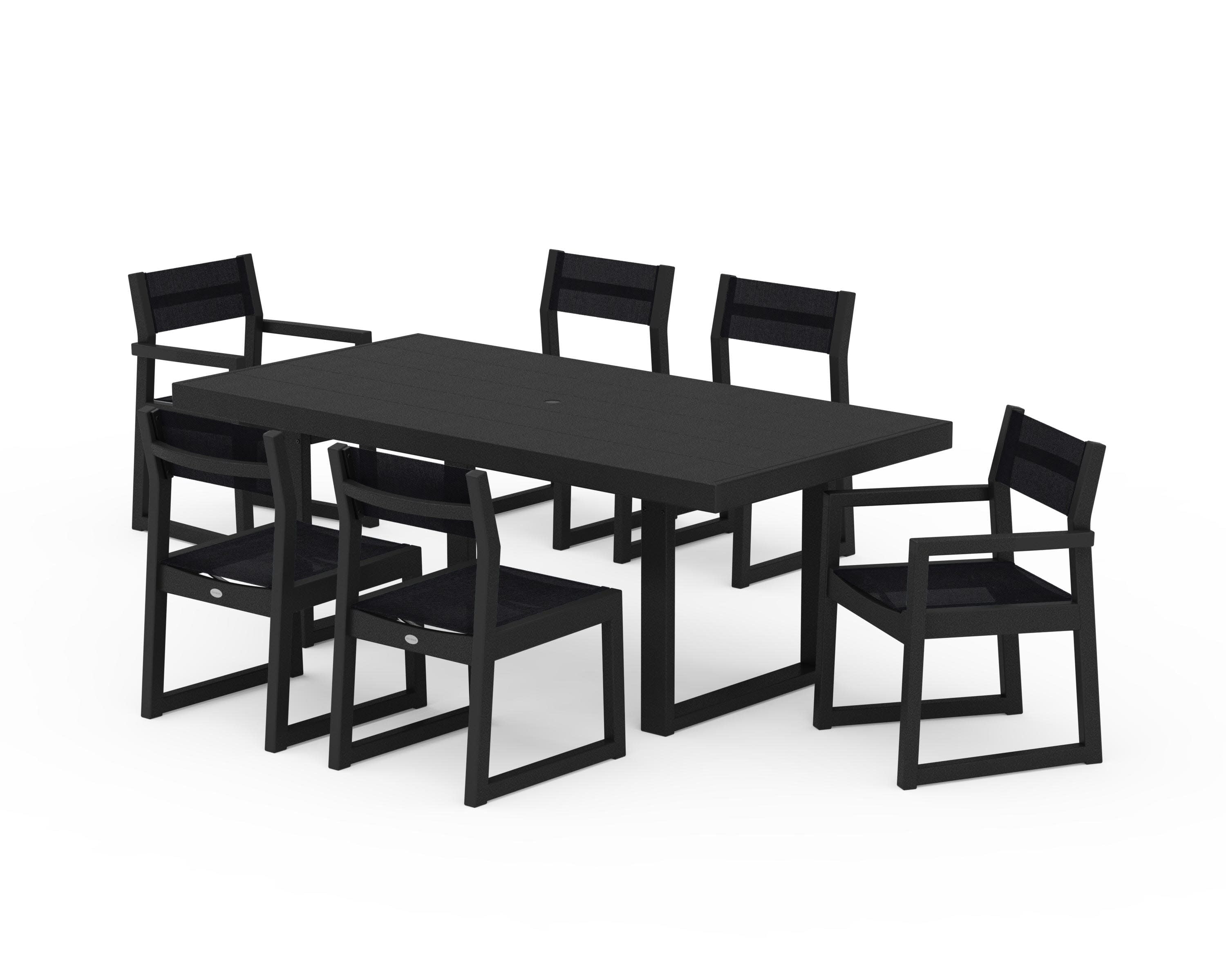 EDGE Sling 7-Piece Dining Set in Black / Black Sling