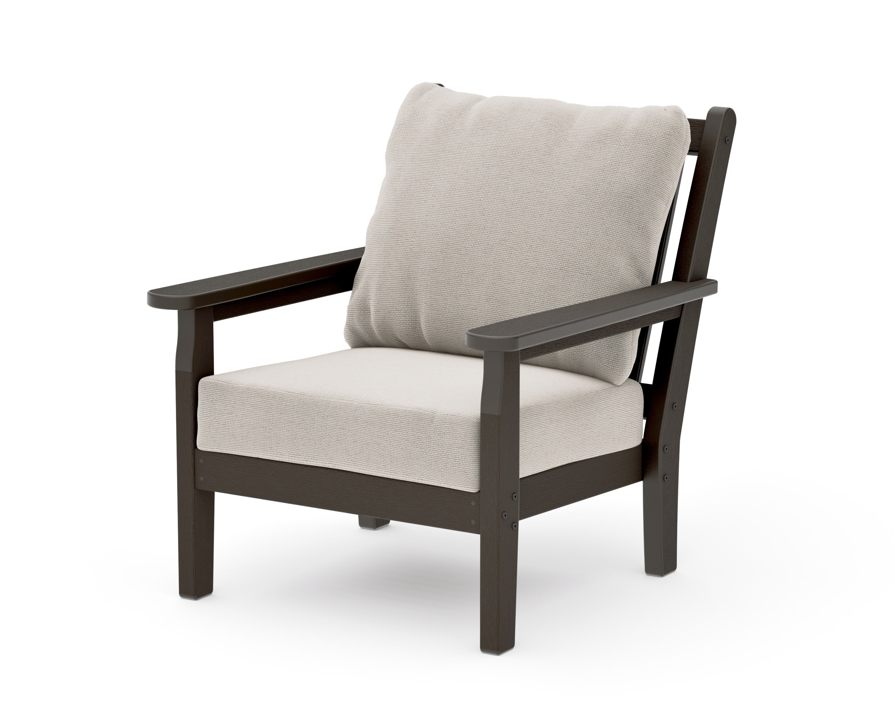 Chippendale Deep Seating Chair in Vintage Coffee / Dune Burlap