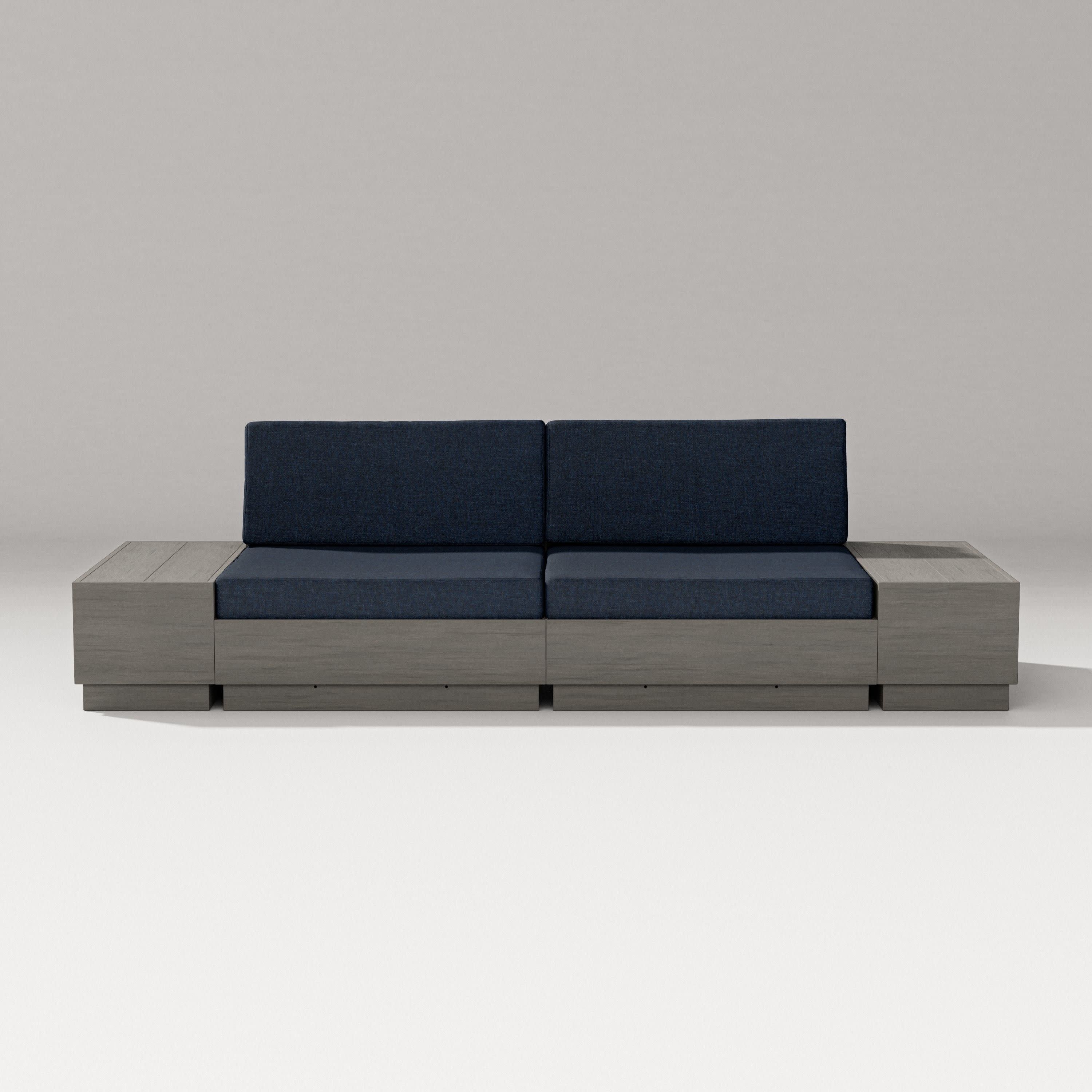 Elevate 4-Piece Loveseat Sectional in Driftwood / Marine Indigo
