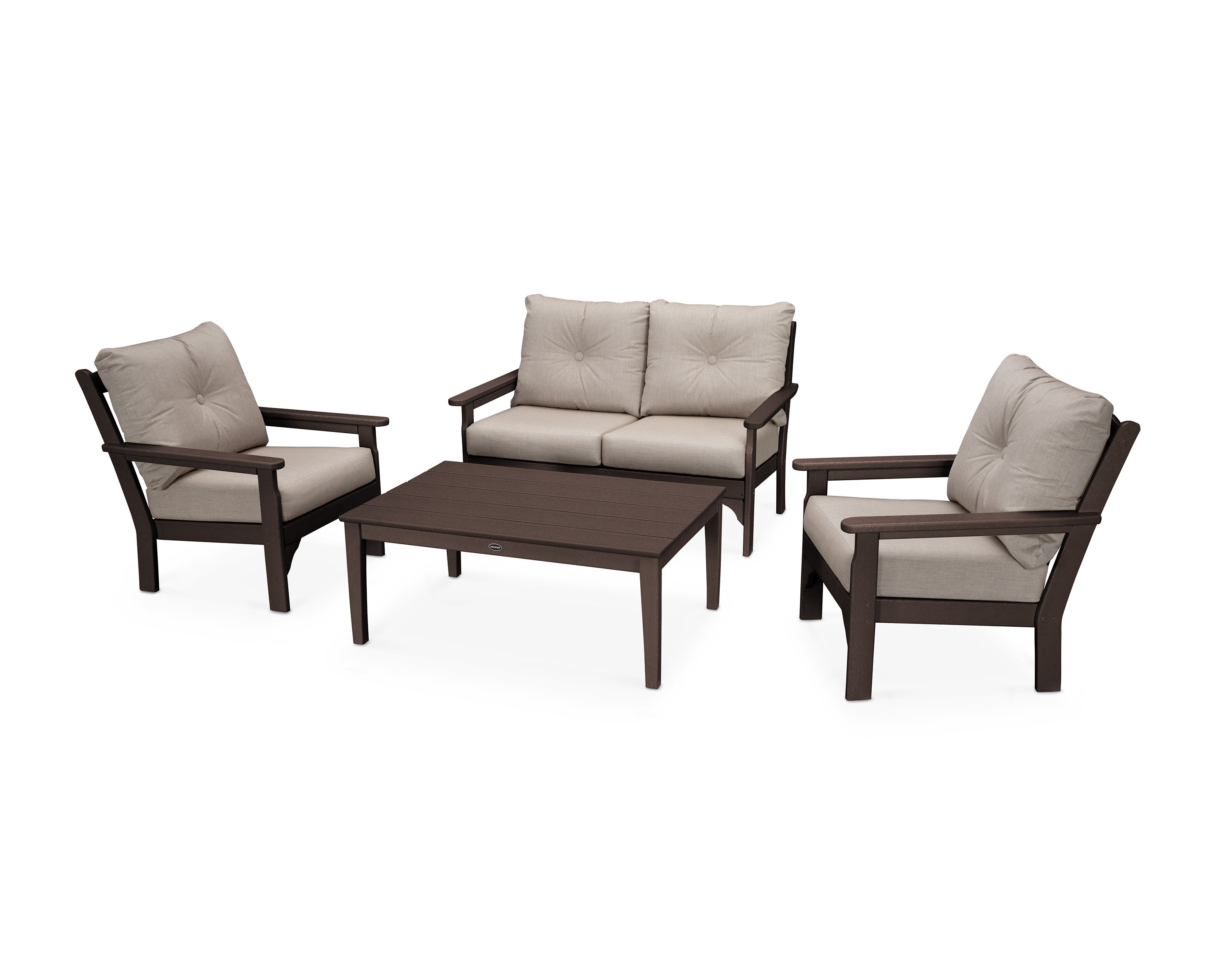 Vineyard 4-Piece Deep Seating Set in Mahogany / Cast Ash