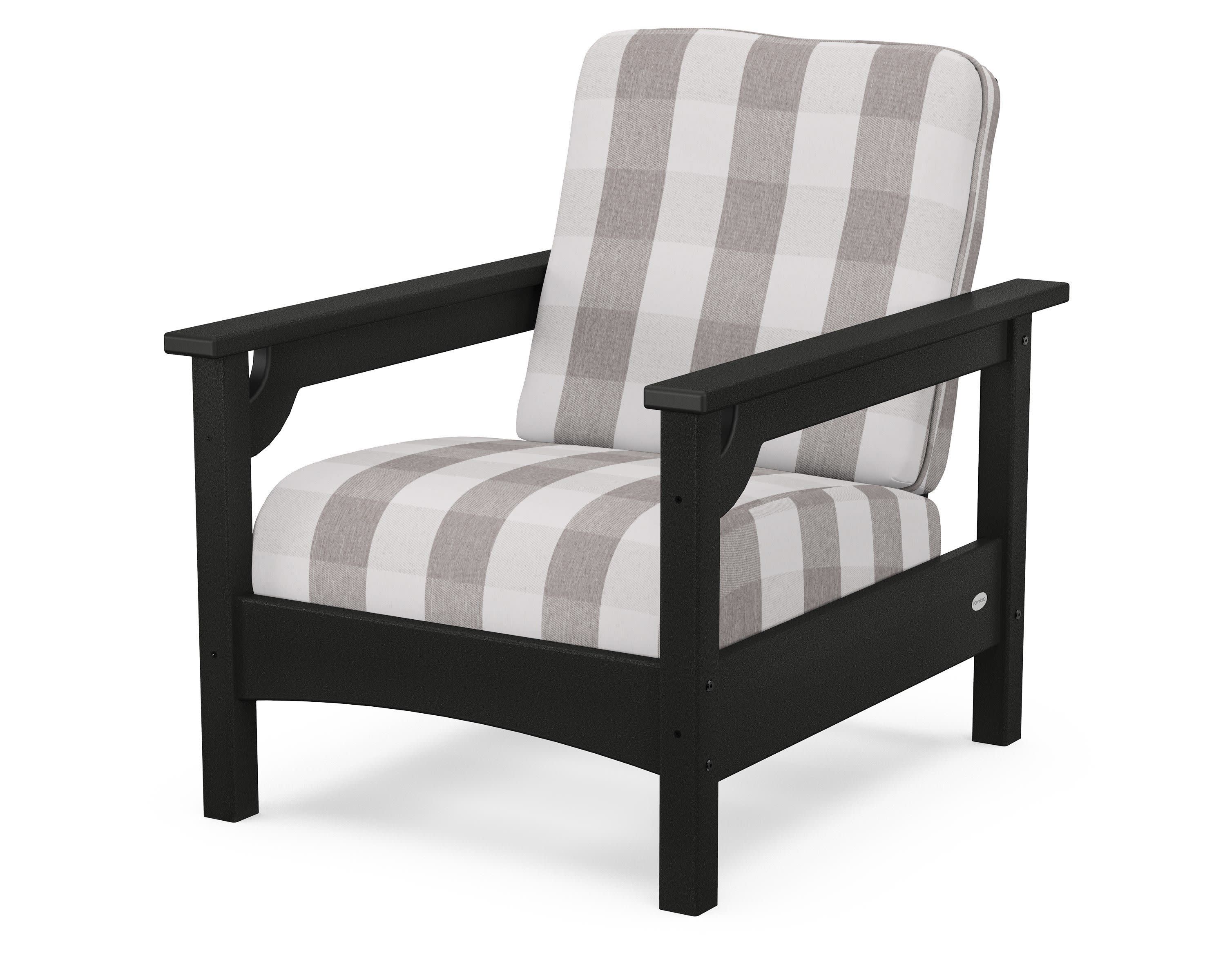 Club Chair in Black / Buffalo Plaid Grey Mist