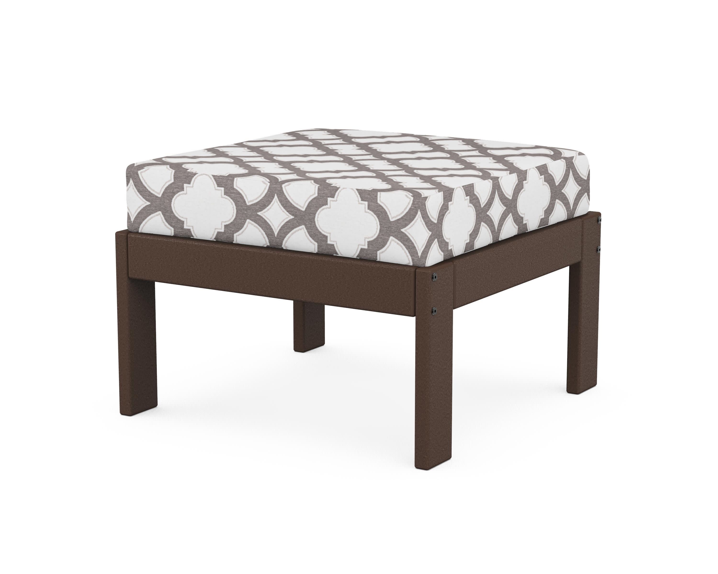 Vineyard Modular Ottoman in Mahogany / Trellis Grey Mist