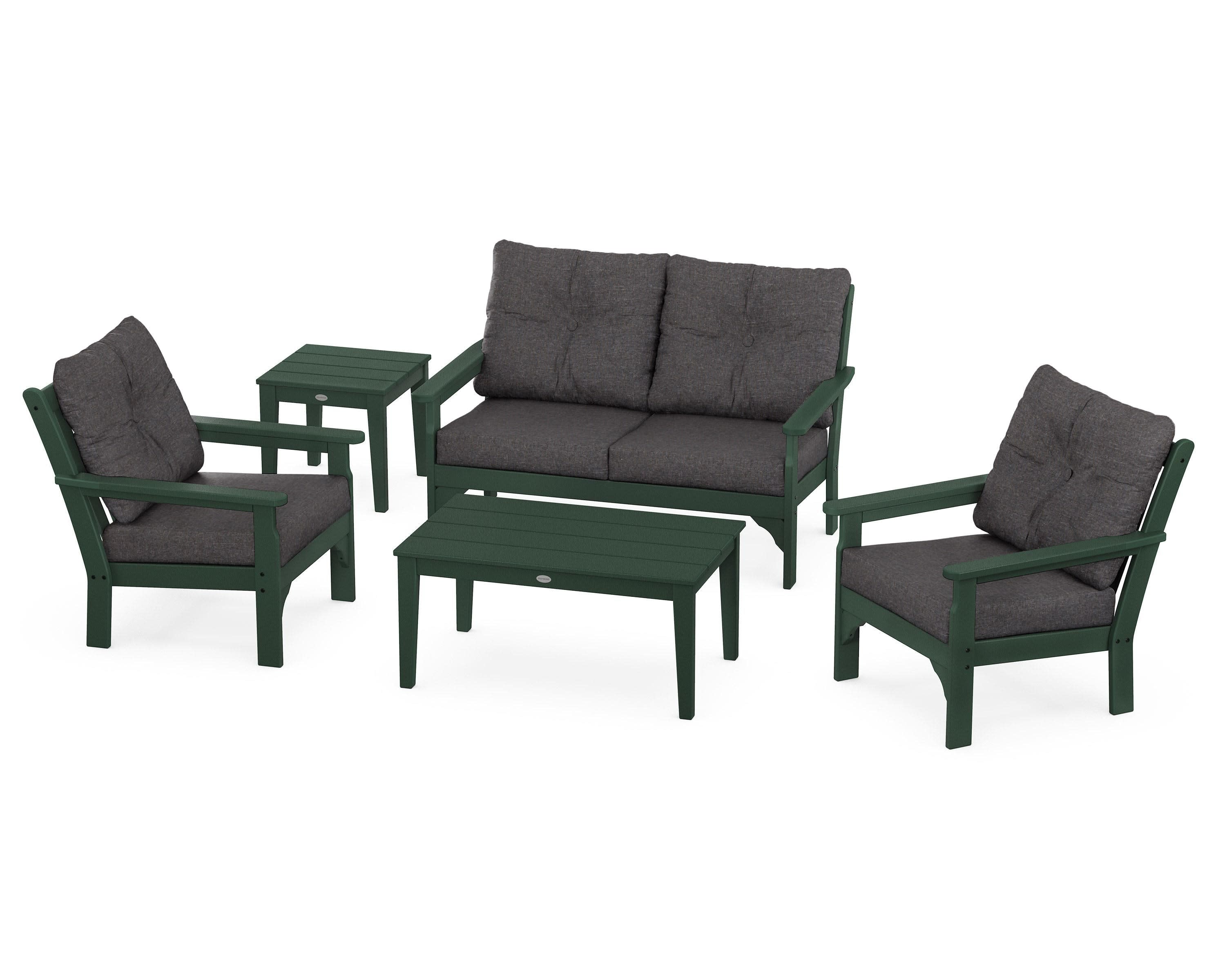 Vineyard 5-Piece Deep Seating Set in Green / Ash Charcoal