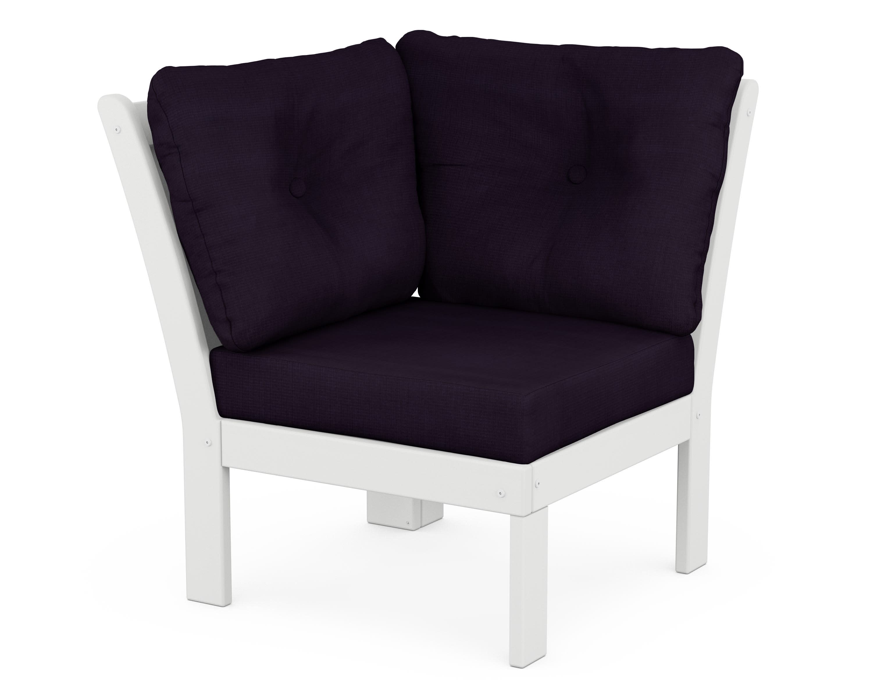 Vineyard Modular Corner Chair in White / Navy Linen