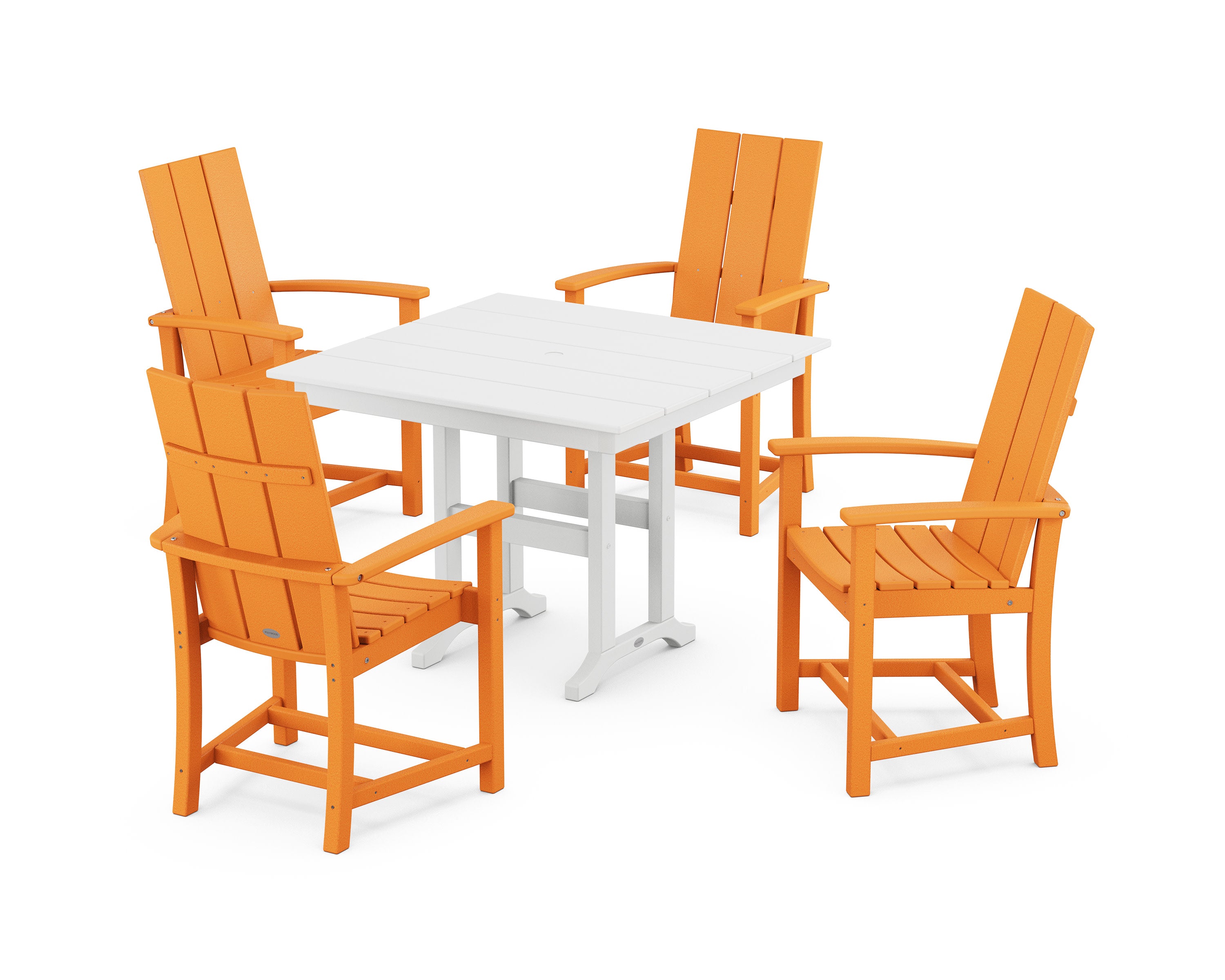 Modern Adirondack 5-Piece Farmhouse Dining Set in Tangerine / White
