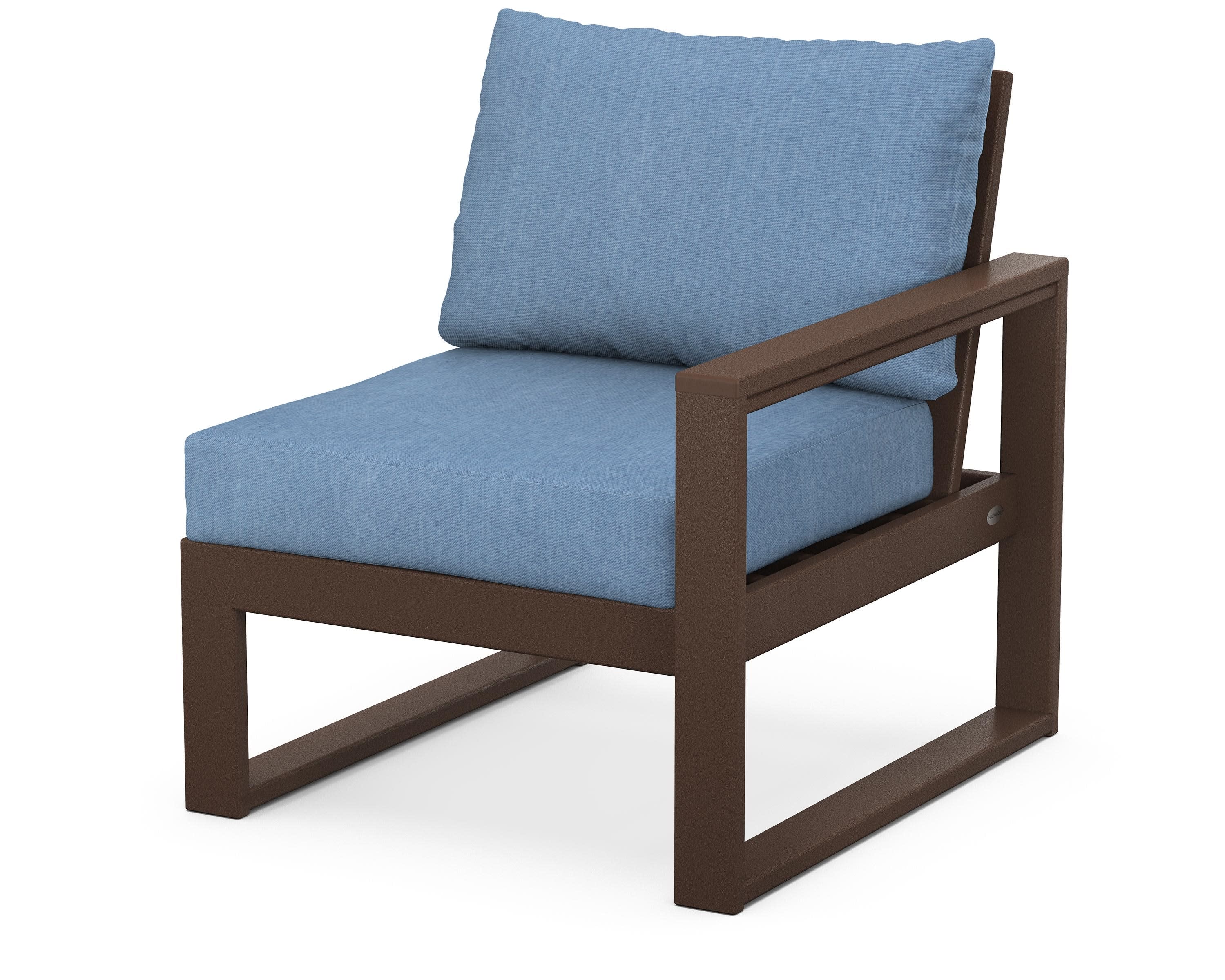EDGE Modular Right Arm Chair in Mahogany / Sky Blue