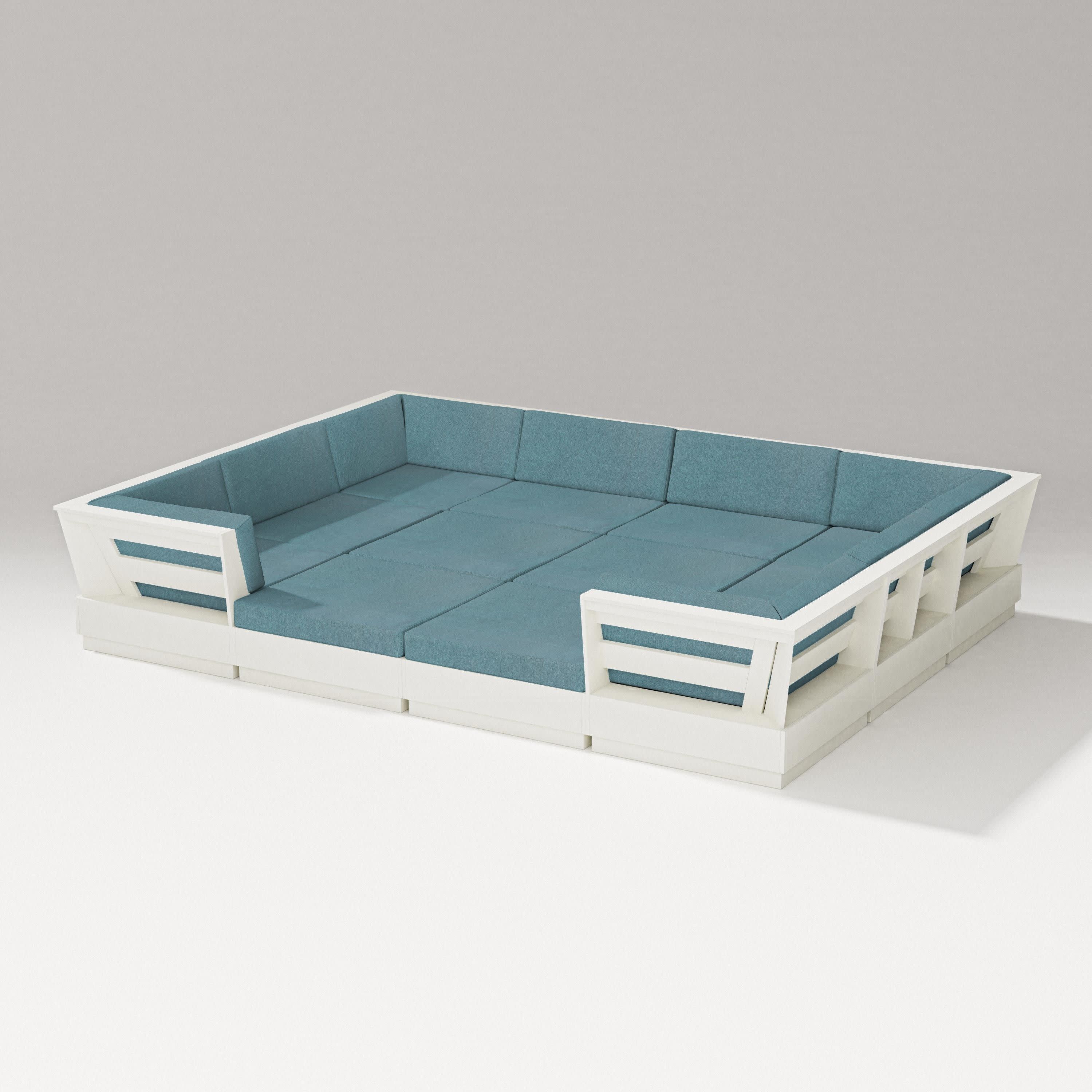 Elevate 12-Piece Pit Sectional in Vintage White / Ocean Teal