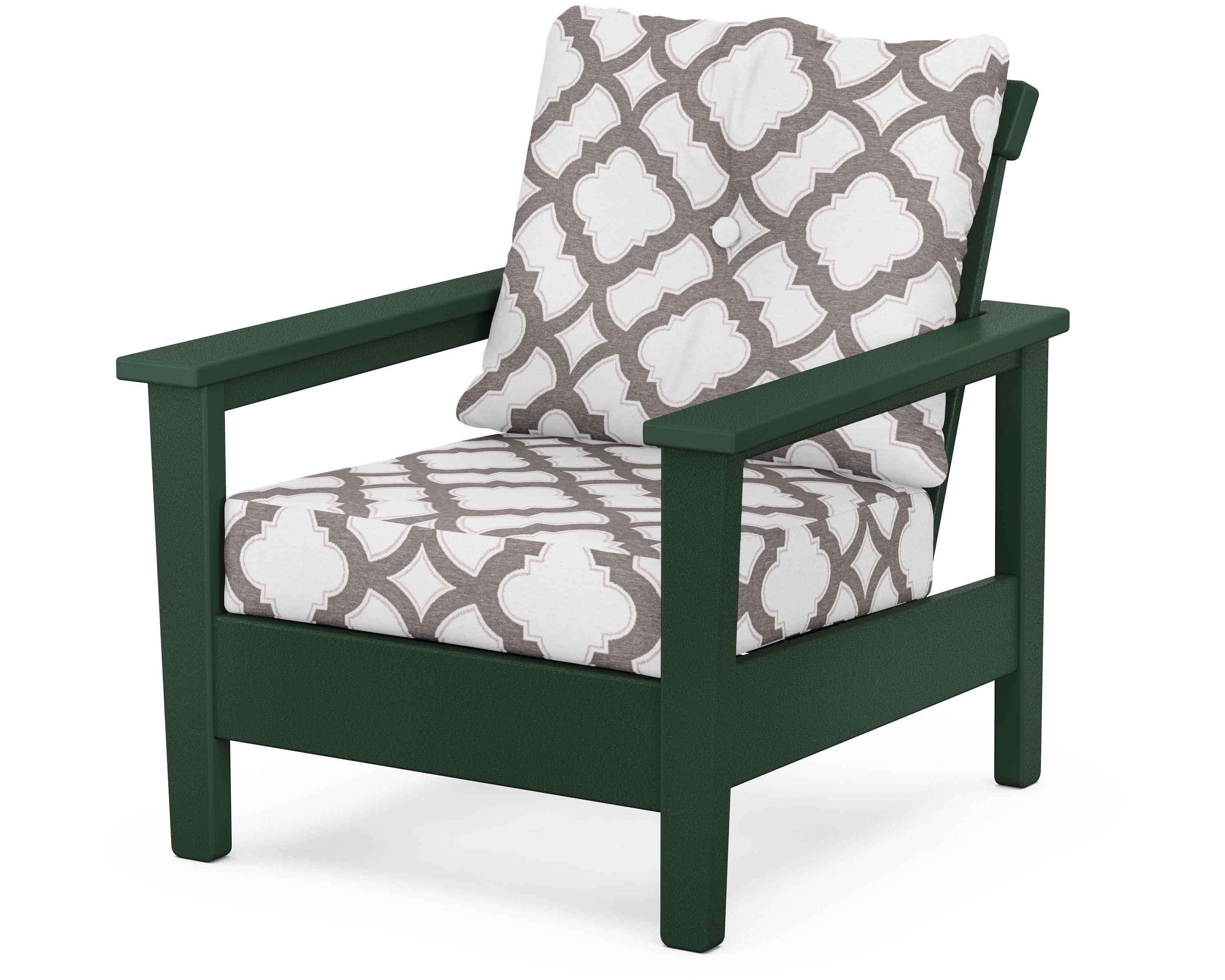 Prescott Deep Seating Chair in Green / Trellis Grey Mist
