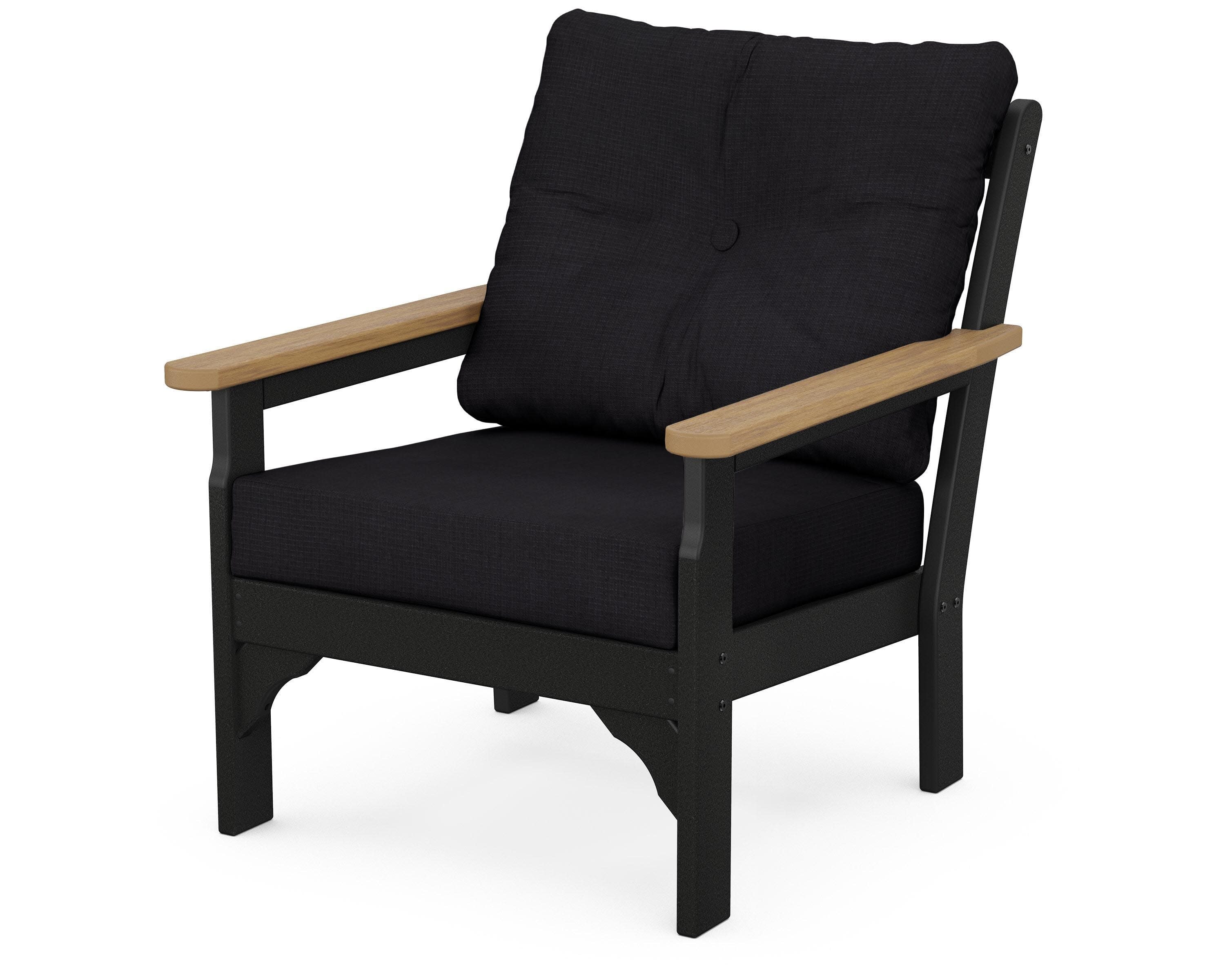 Vineyard Deep Seating Chair in Black / Natural / Midnight Linen