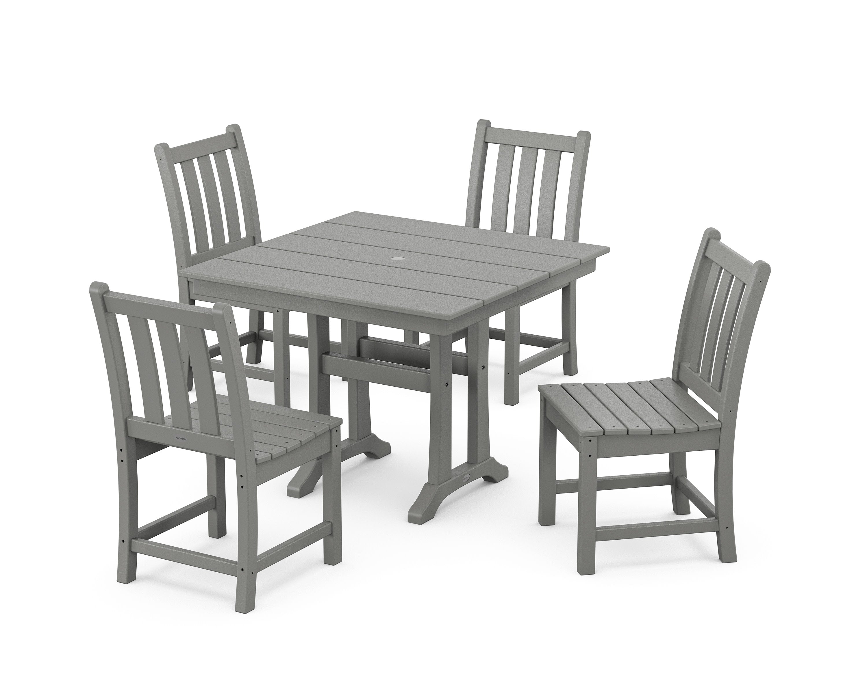 Traditional Garden 5-Piece Farmhouse Trestle Dining Set in Slate Grey