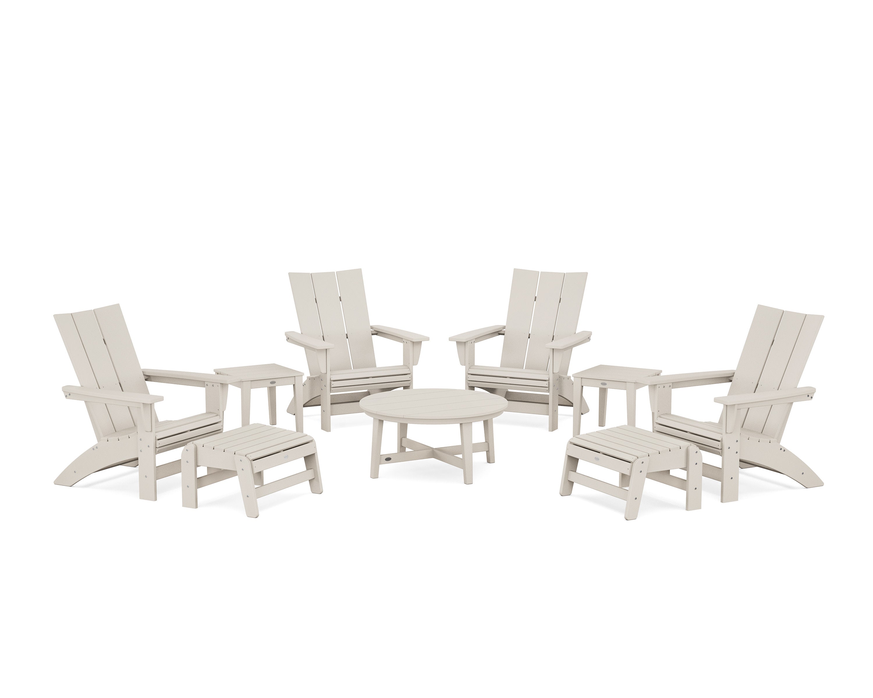 Modern Grand Adirondack 9-Piece Conversation Set in Sand