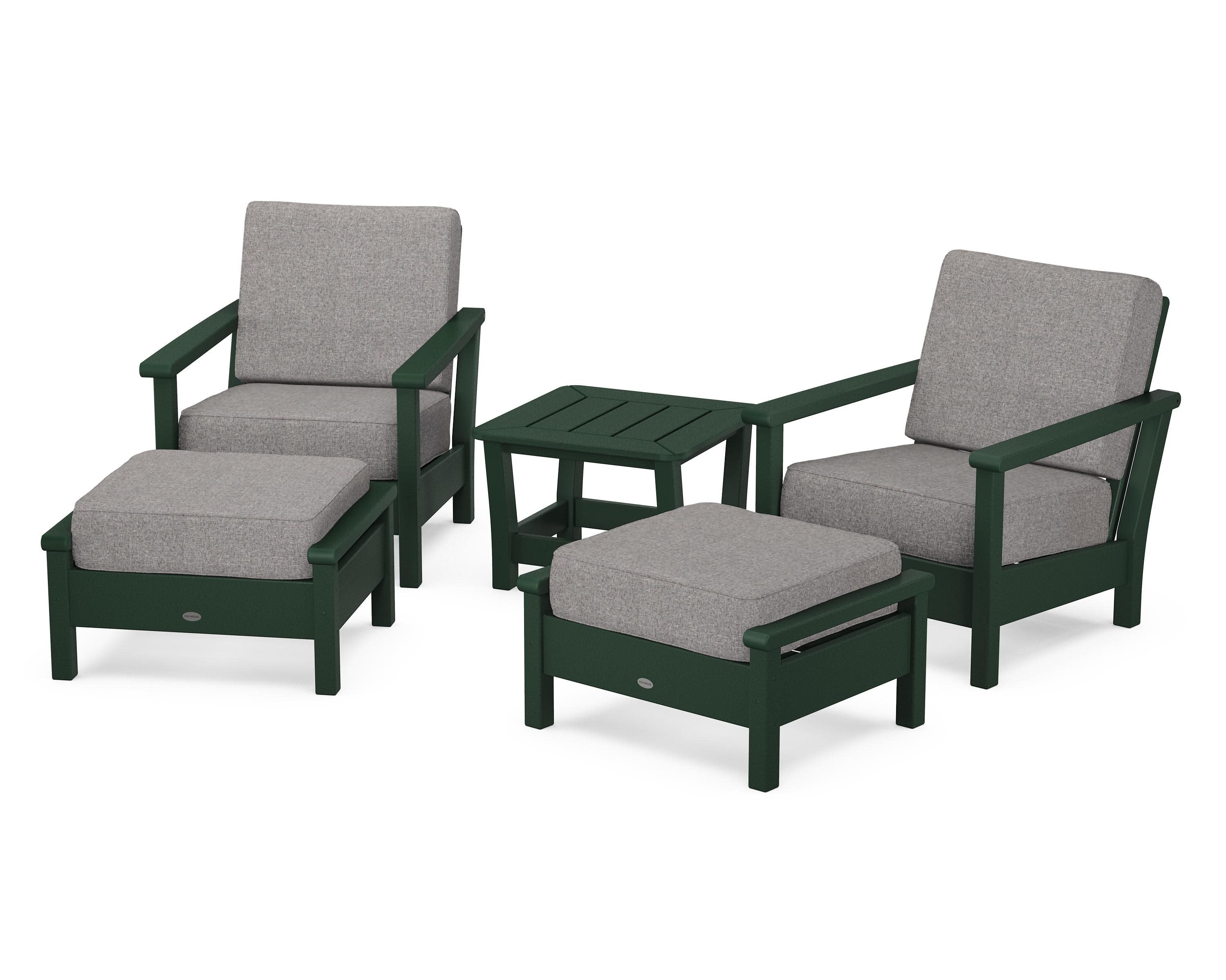 Harbour 5-Piece Deep Seating Chair Set in Green / Grey Mist
