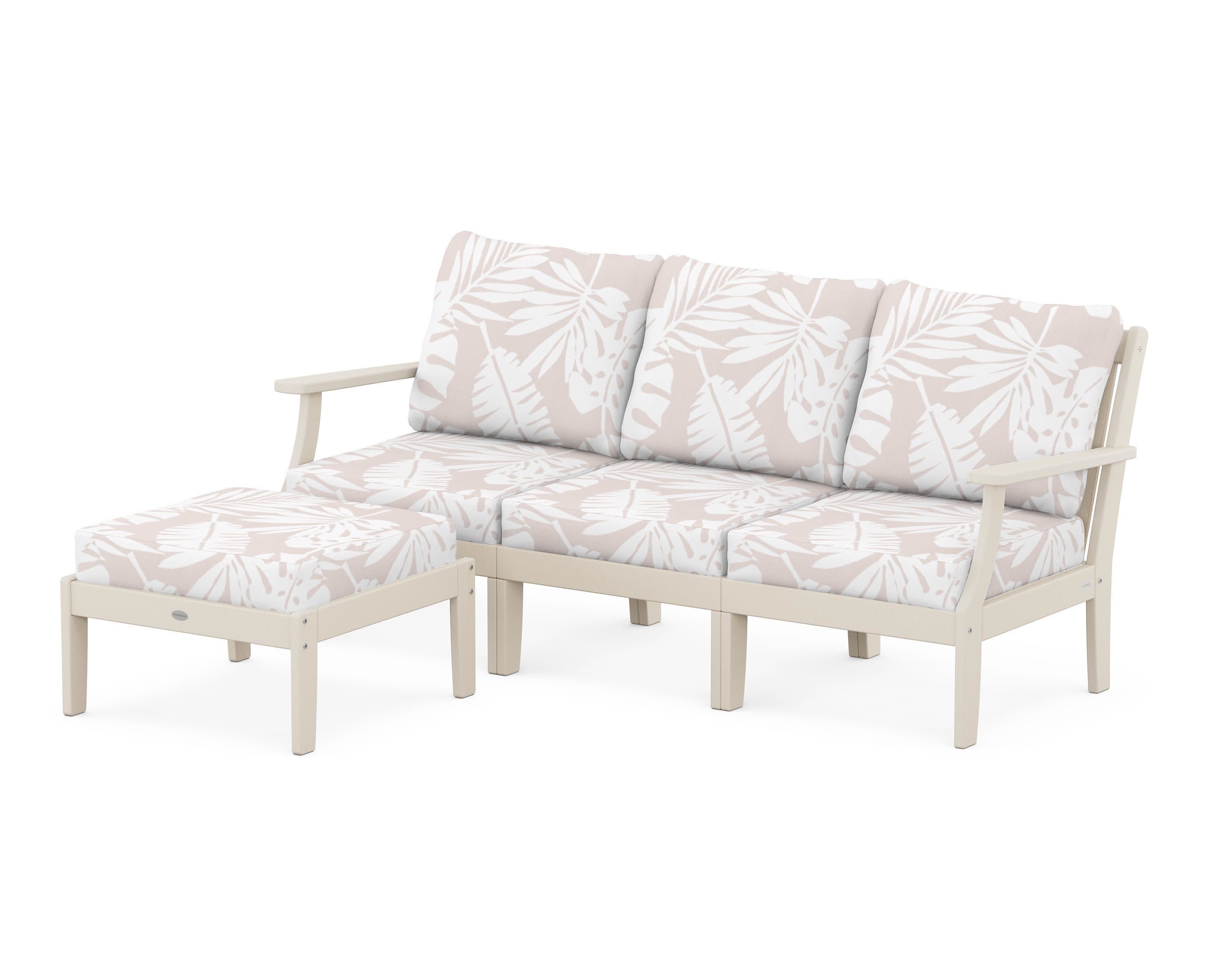 Braxton Modular 4-Piece Deep Seating Set with Ottoman in Sand / Leaf Dune Burlap