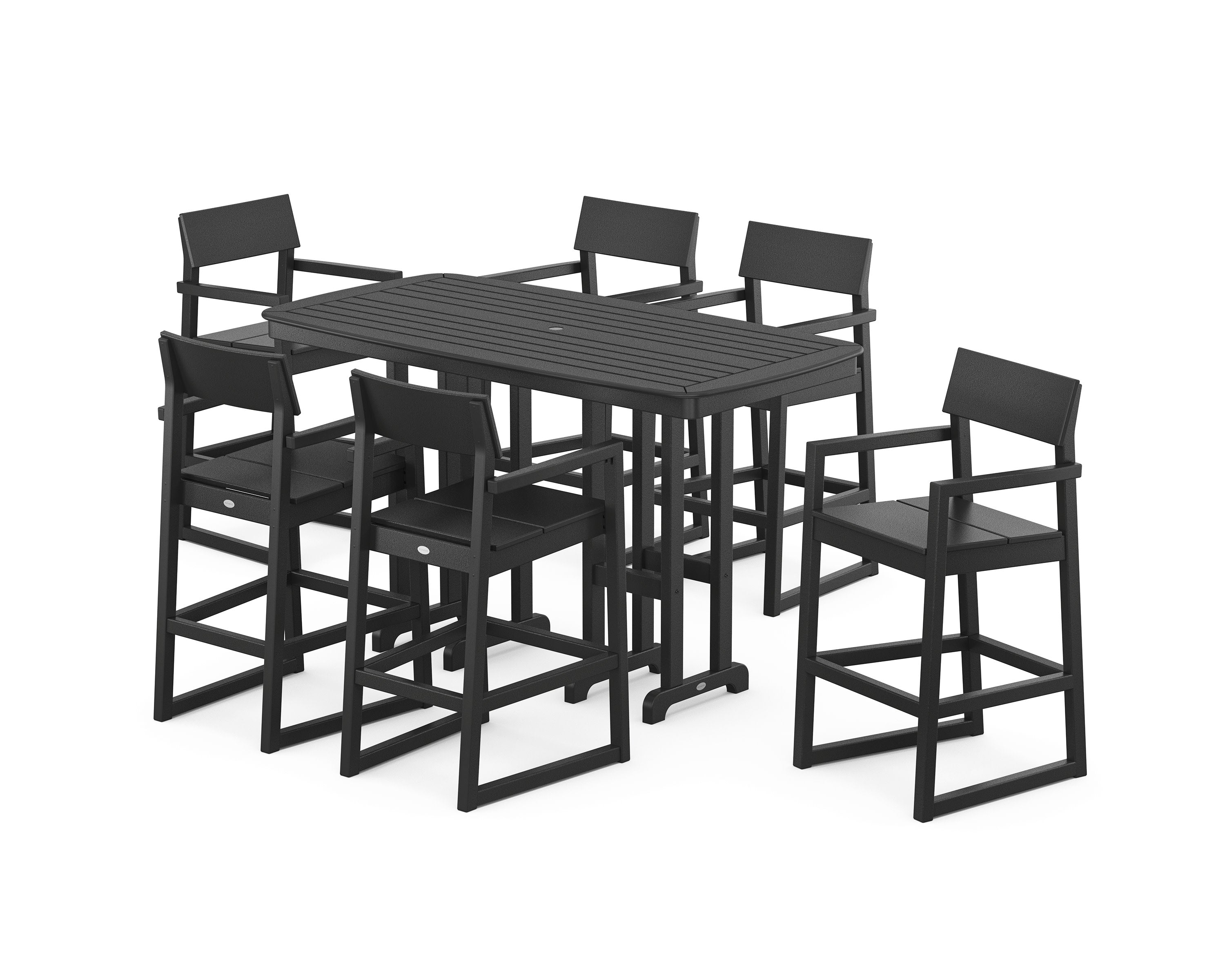 EDGE Arm Chair 7-Piece Bar Set in Black