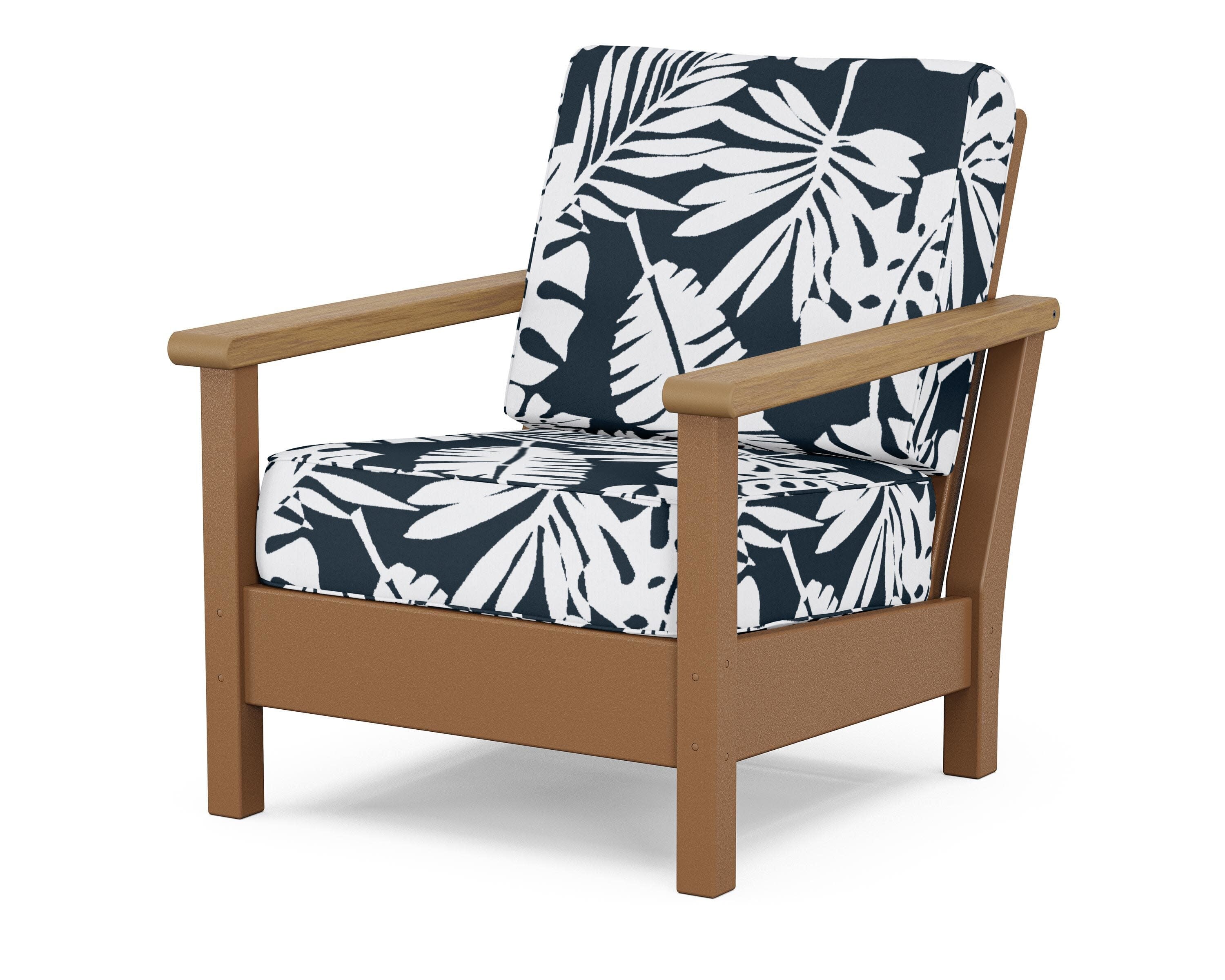 Harbour Deep Seating Chair in Teak / Natural / Leaf Marine Indigo