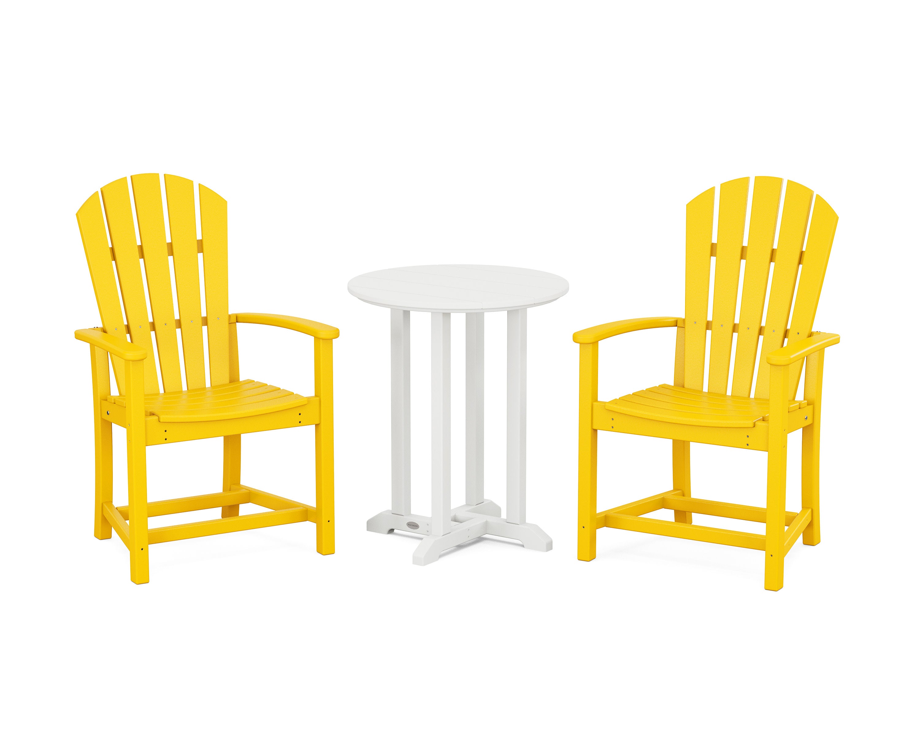 Palm Coast 3-Piece Round Farmhouse Bistro Dining Set in Lemon / White