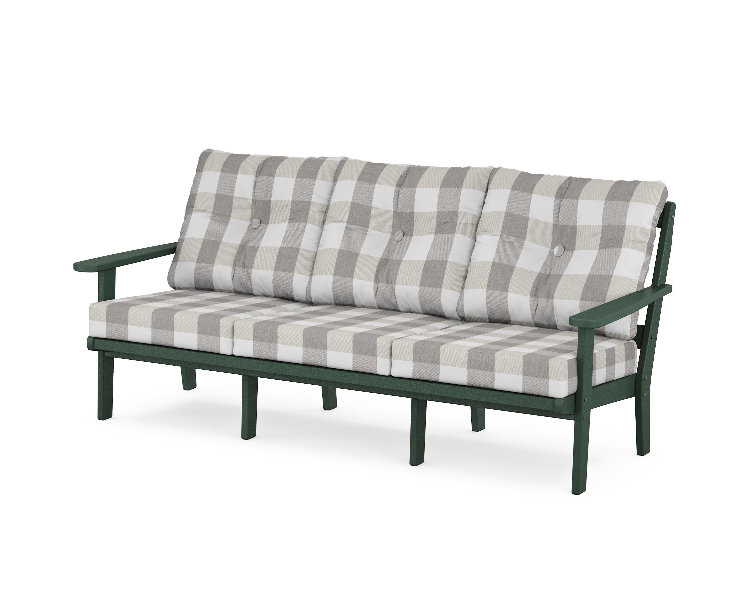 Mission Deep Seating Sofa in Green / Buffalo Plaid Grey Mist