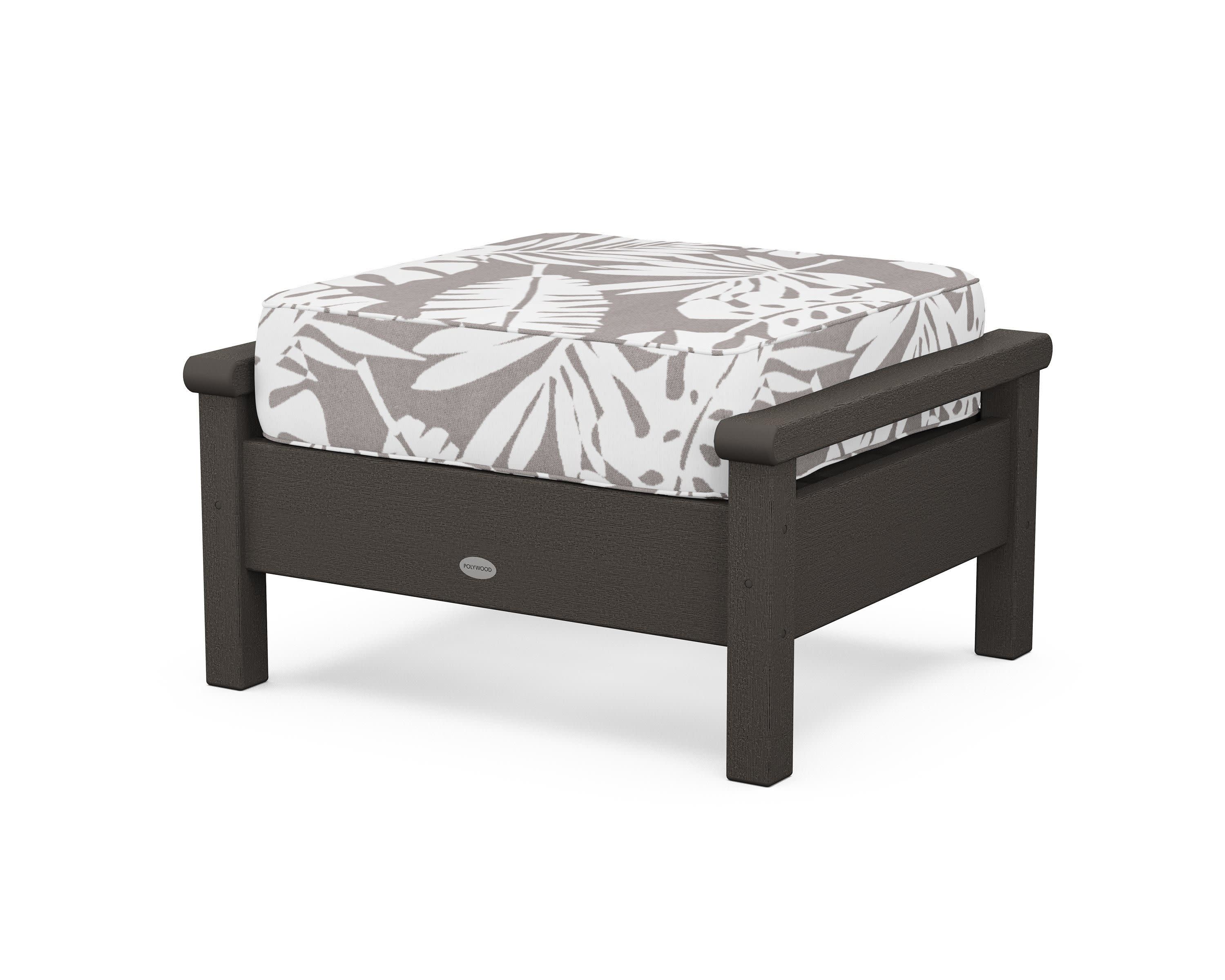 Harbour Deep Seating Ottoman in Vintage Coffee / Leaf Grey Mist