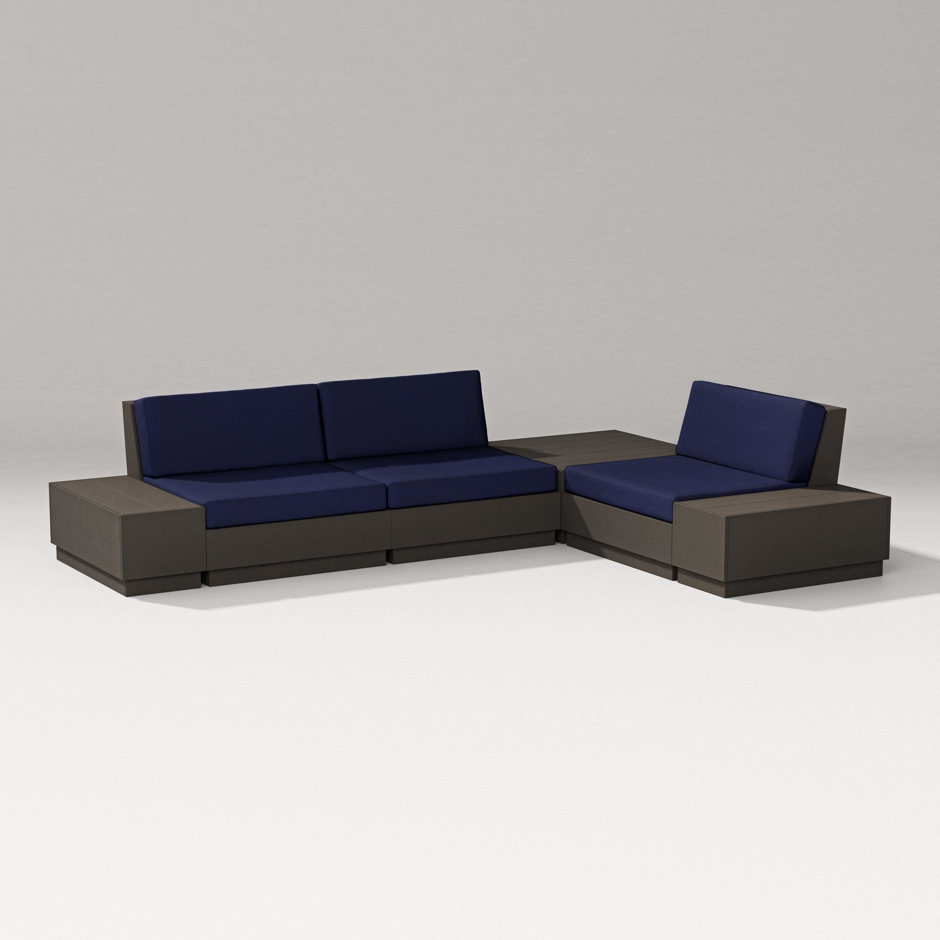 Elevate 6-Piece Corner Sectional in Vintage Coffee / Navy